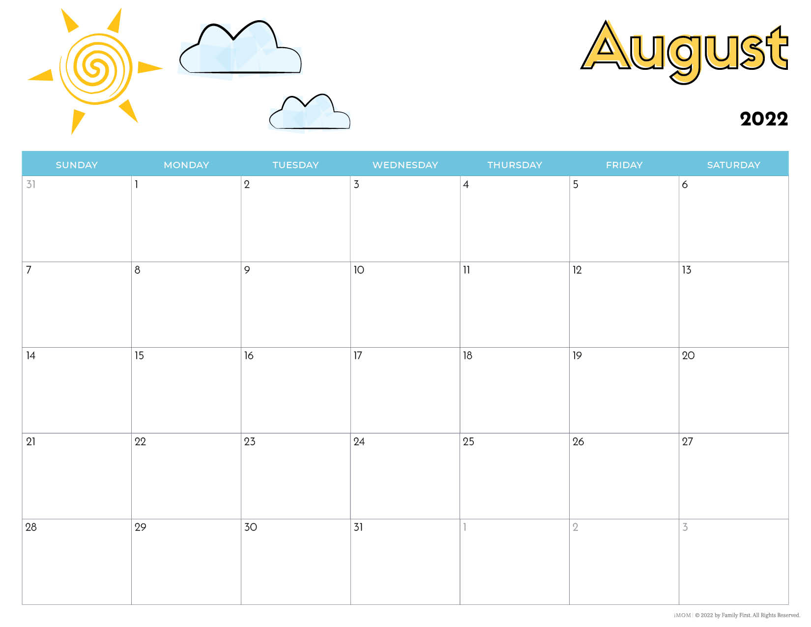 10 10 Printable Calendars For Kids – IMOM Inside Blank Calendar Template For Kids