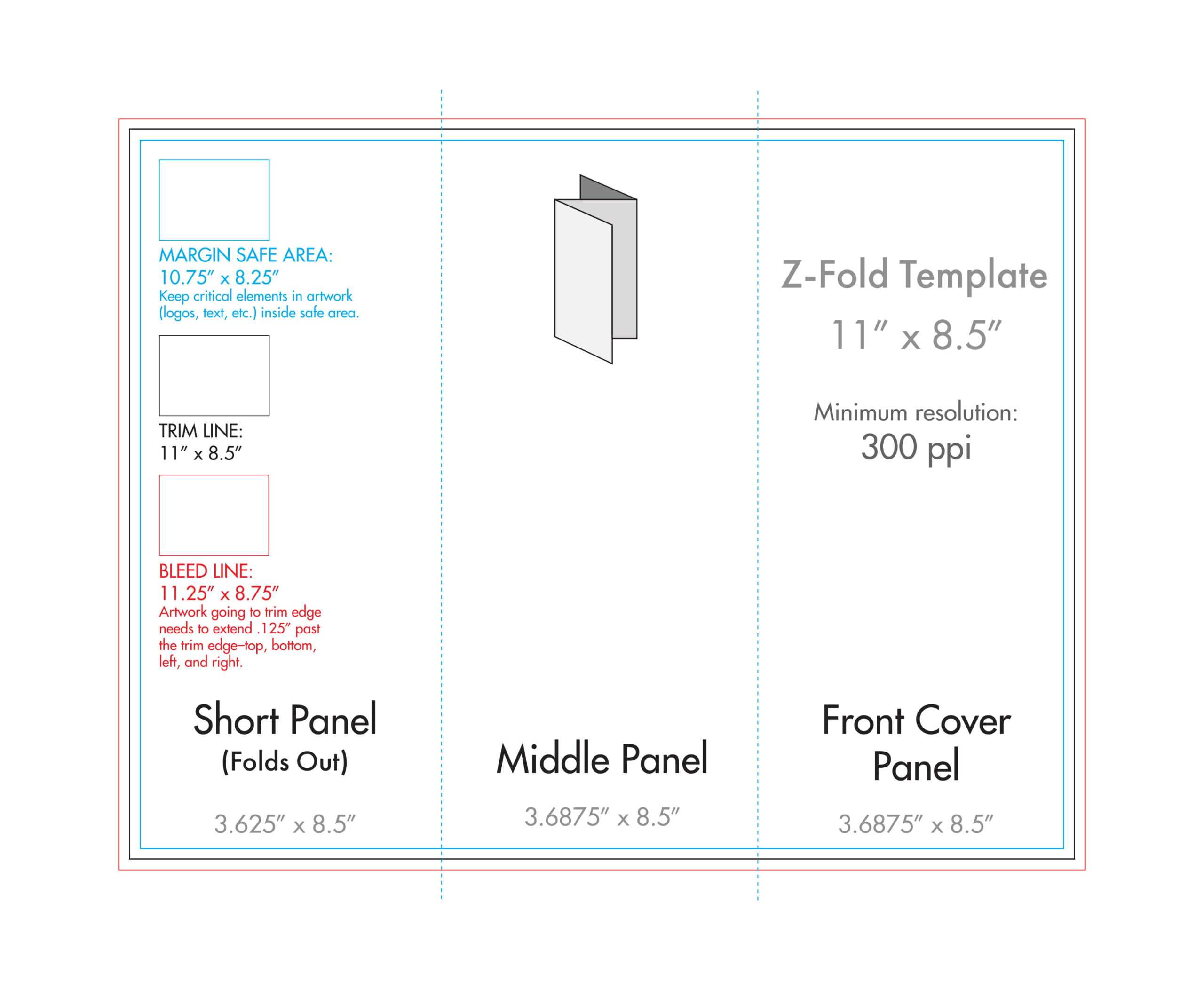 10.10″ X 10″ Z Fold Brochure Template – U.S. Press For 8