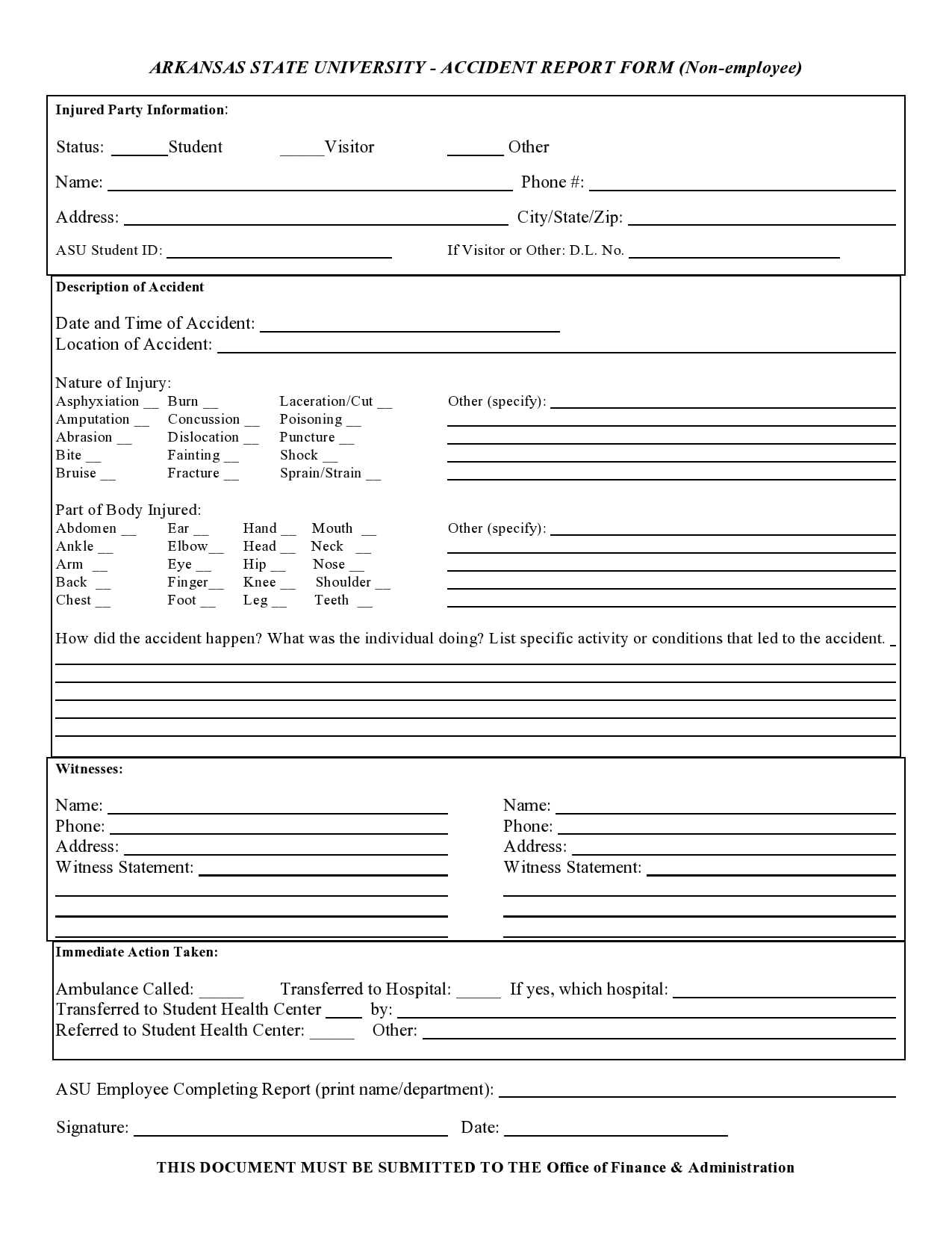 10 Accident Report Forms (Car, Work Injury, more) - TemplateArchive For Motor Vehicle Accident Report Form Template