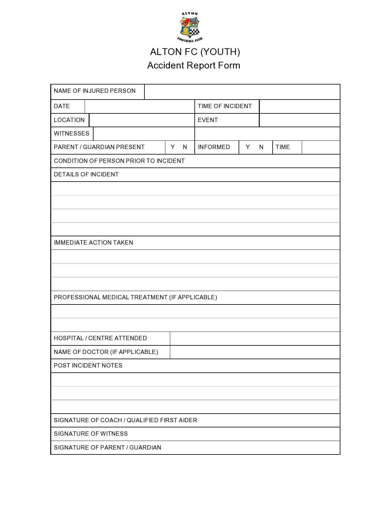 10 Accident Report Forms (Car, Work Injury, More) – TemplateArchive Inside Motor Vehicle Accident Report Form Template