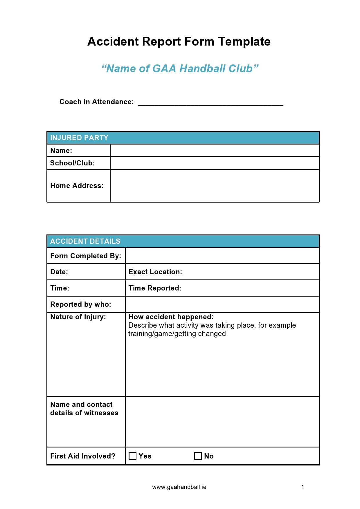 10 Accident Report Forms (Car, Work Injury, more) - TemplateArchive Intended For Injury Report Form Template