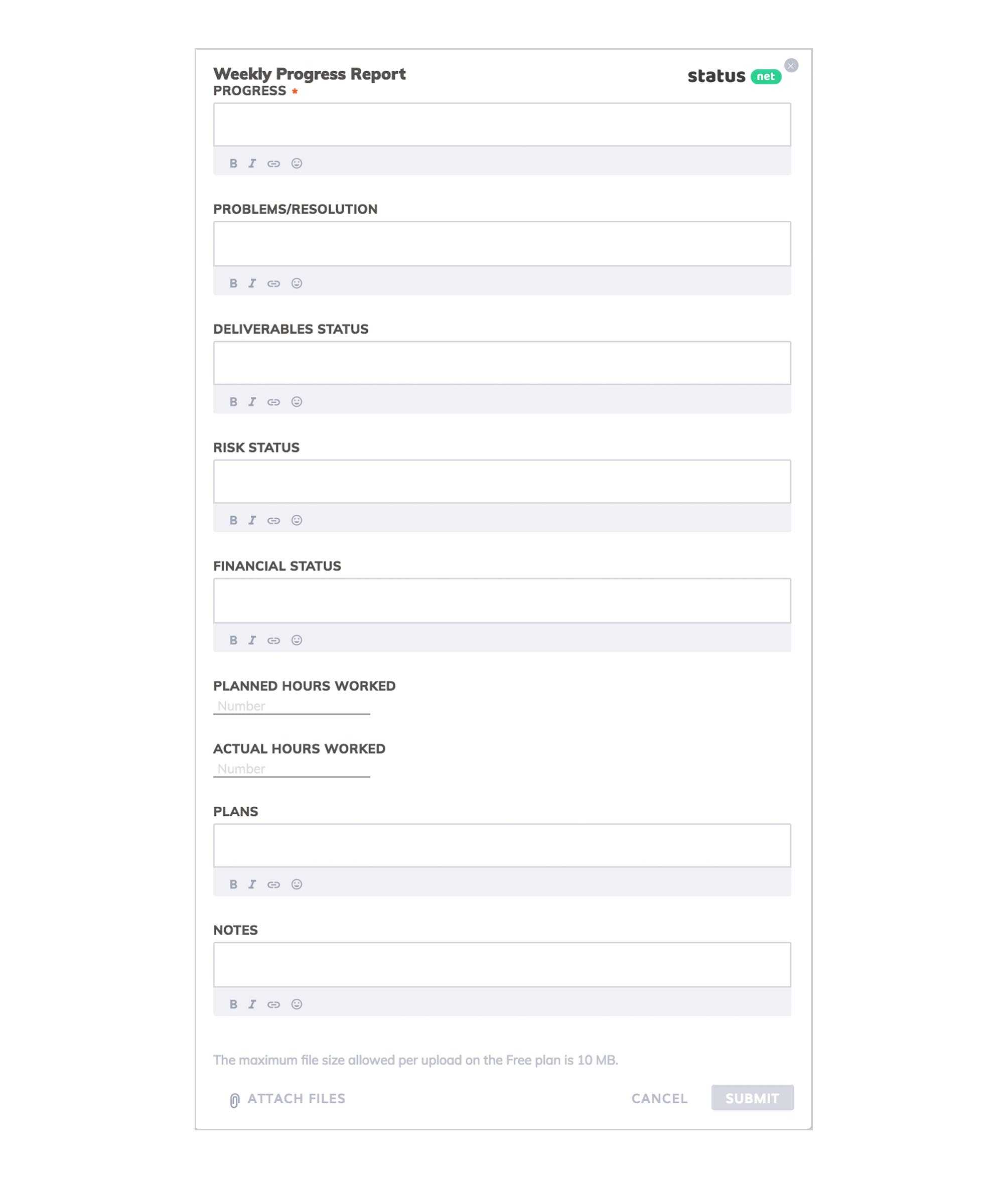 10 Awesome Weekly Status Report Templates  Free Download With One Page Status Report Template