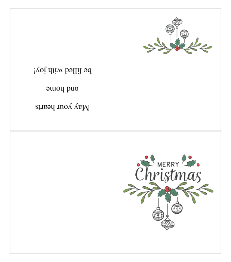 10 Best Black And White Holiday Christmas Cards Printables In Blank Quarter Fold Card Template ...
