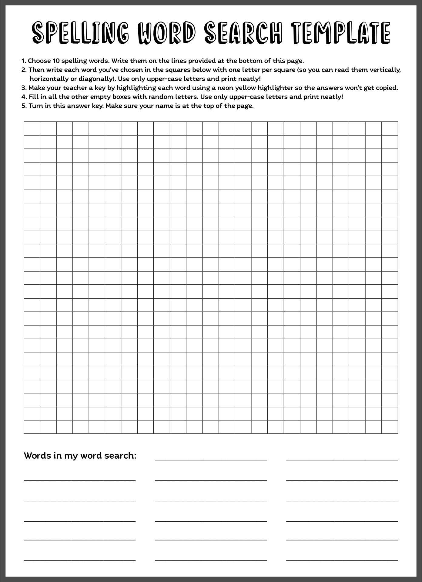 10 Best Blank Word Search Puzzles Printable – Printablee