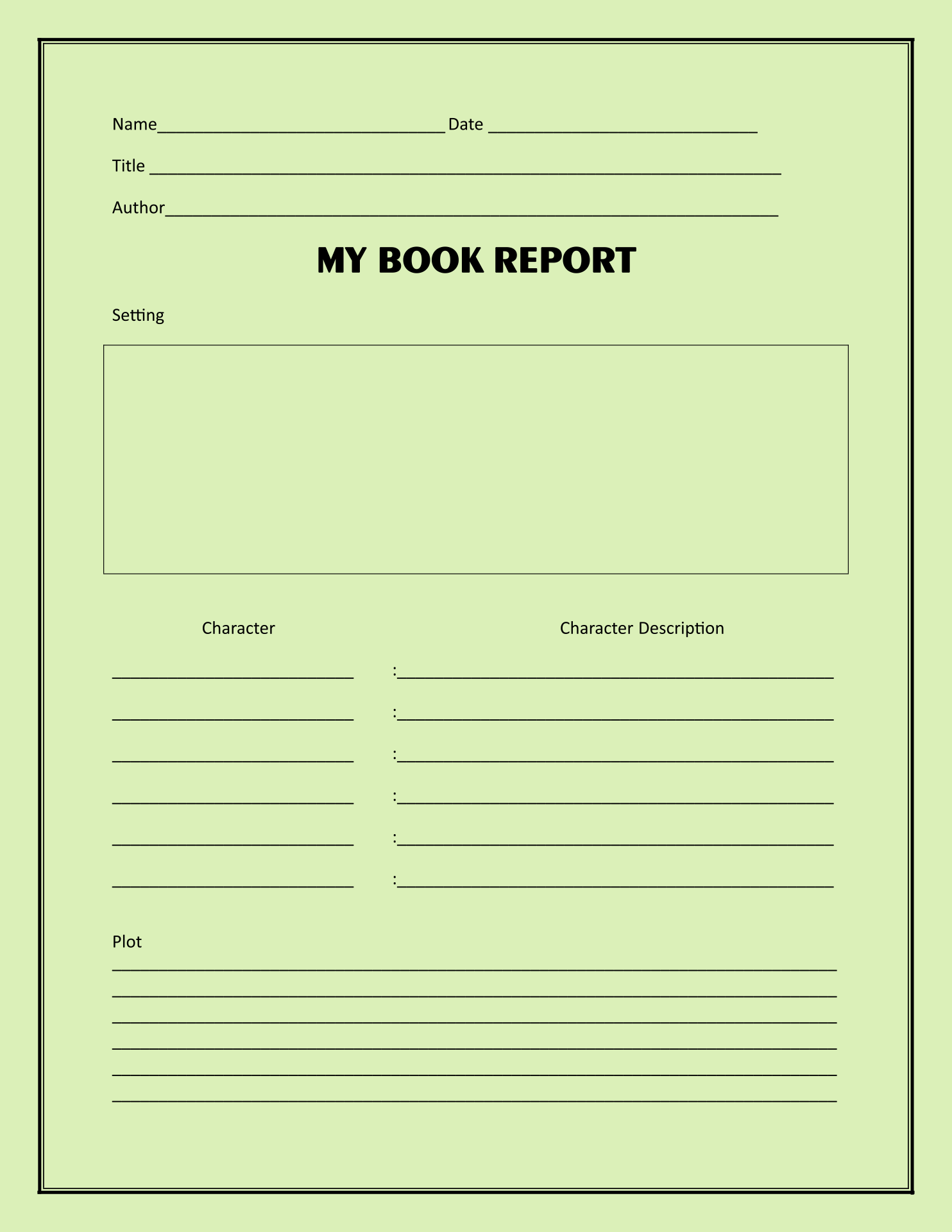 10 Best Free Printable Book Report Forms - printablee