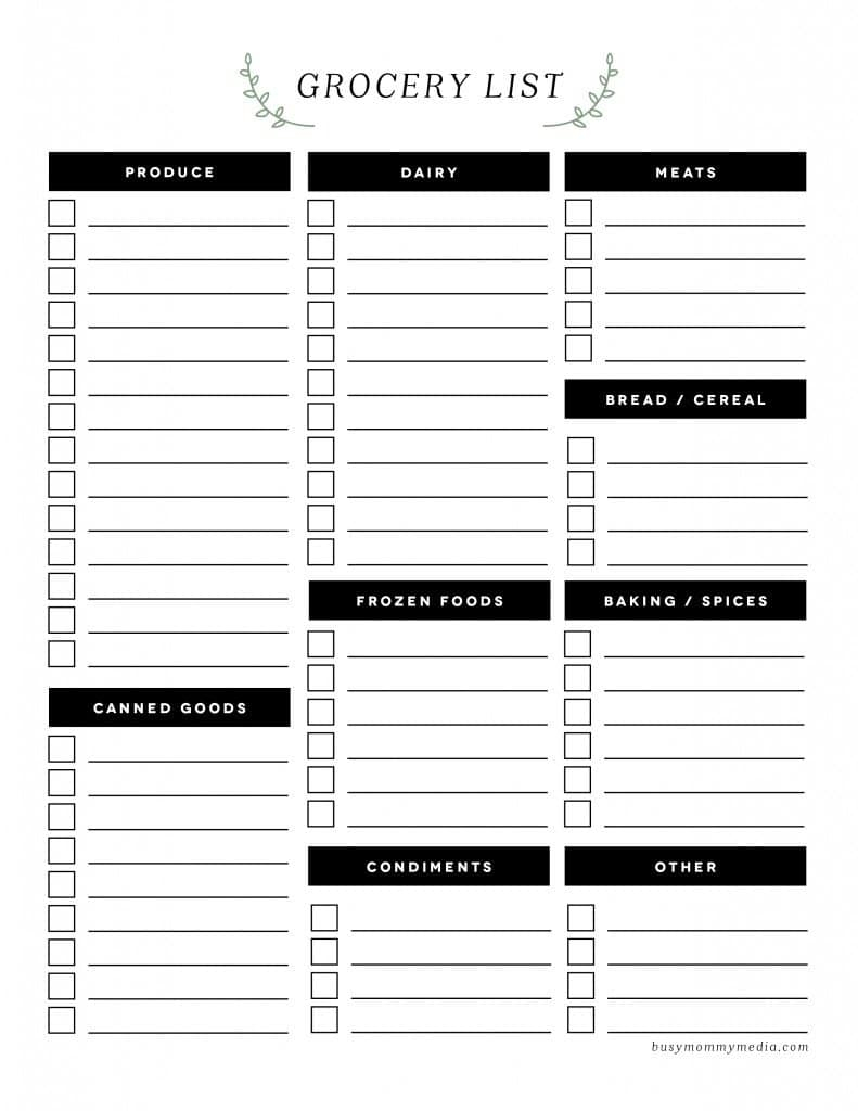 10+ Best Free Printable Grocery List Templates – World Of Printables Within Blank Grocery Shopping List Template
