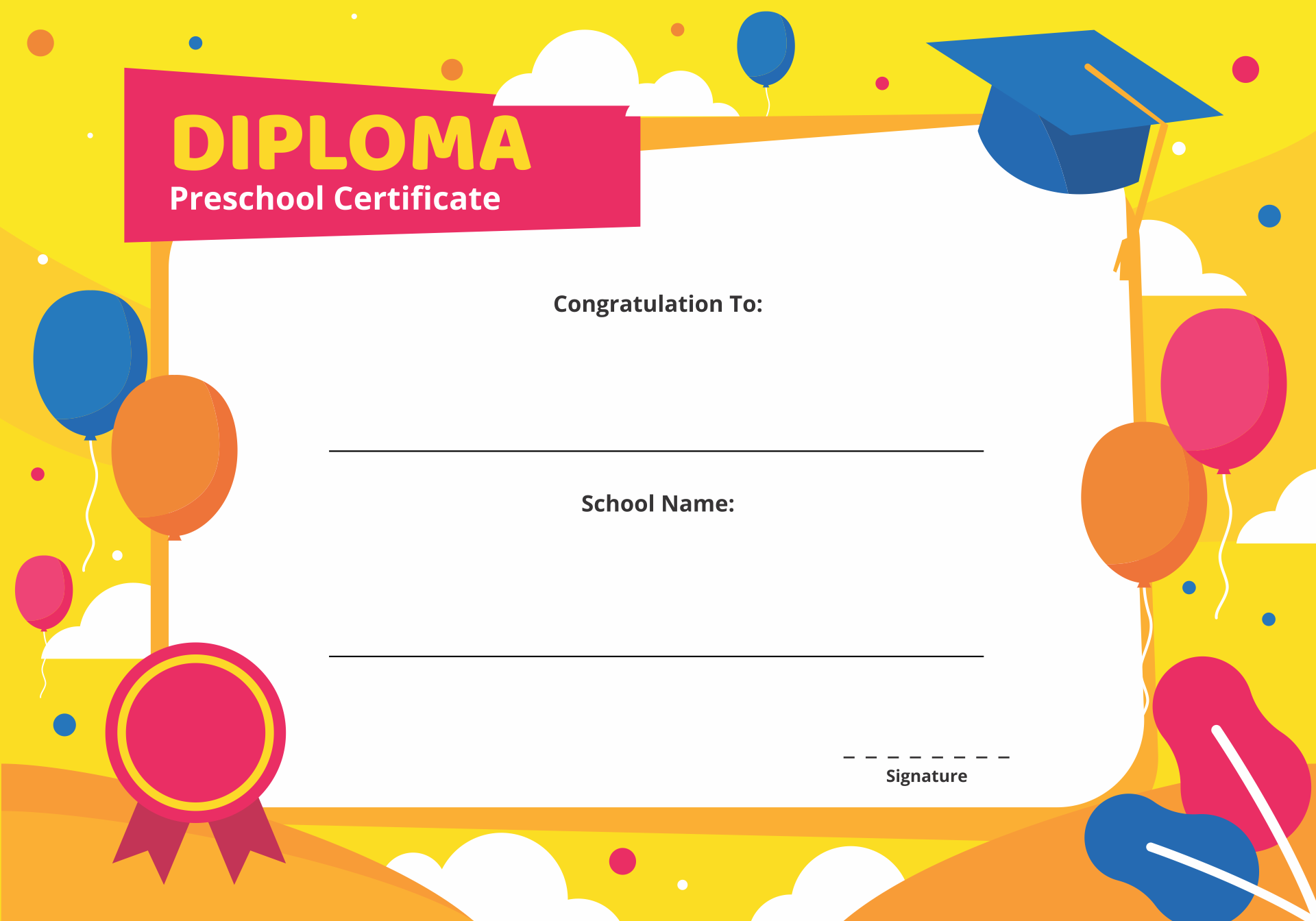 10 Best Free Printable Kindergarten Graduation Certificate  Regarding Blank Certificate Templates Free Download