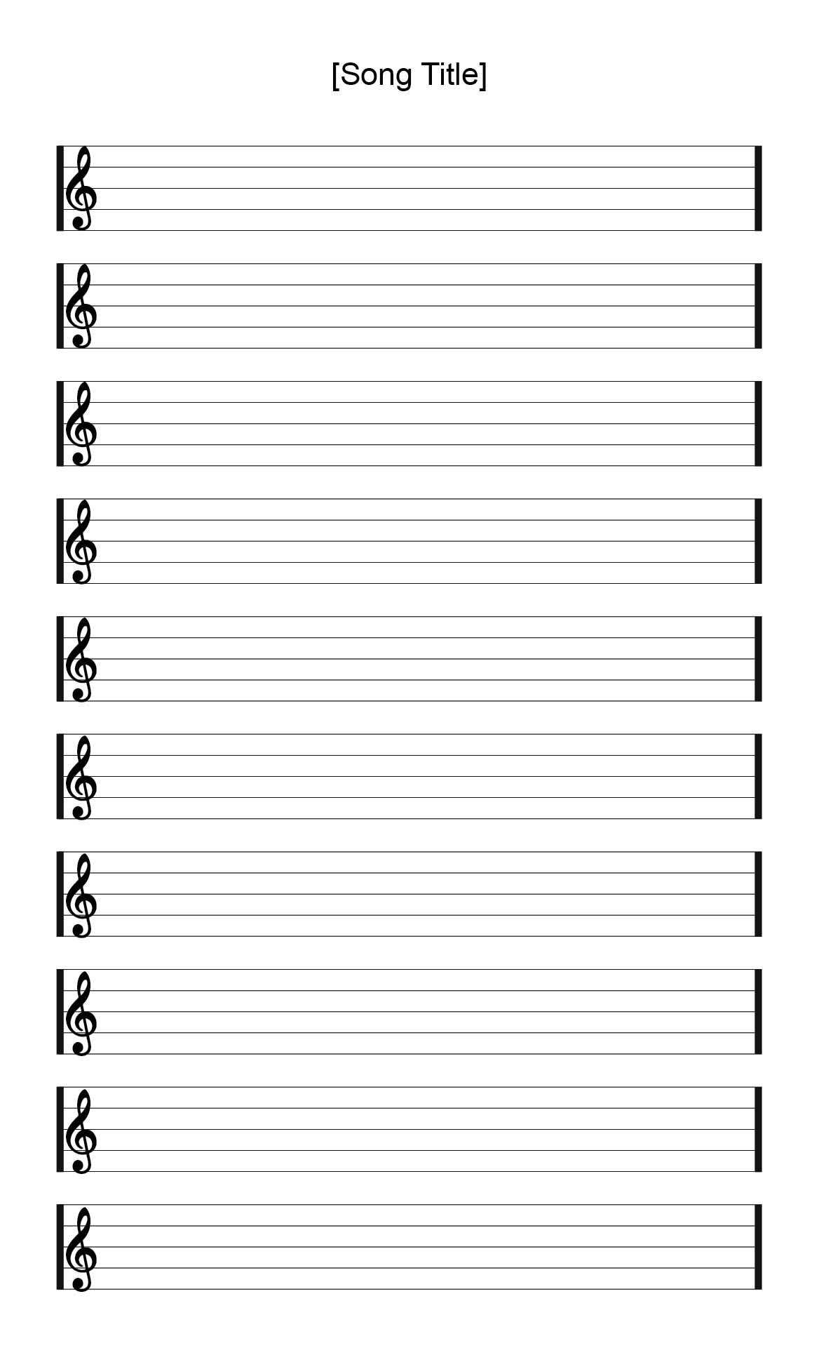 10 Best Free Printable Staff Paper Blank Sheet Music - printablee