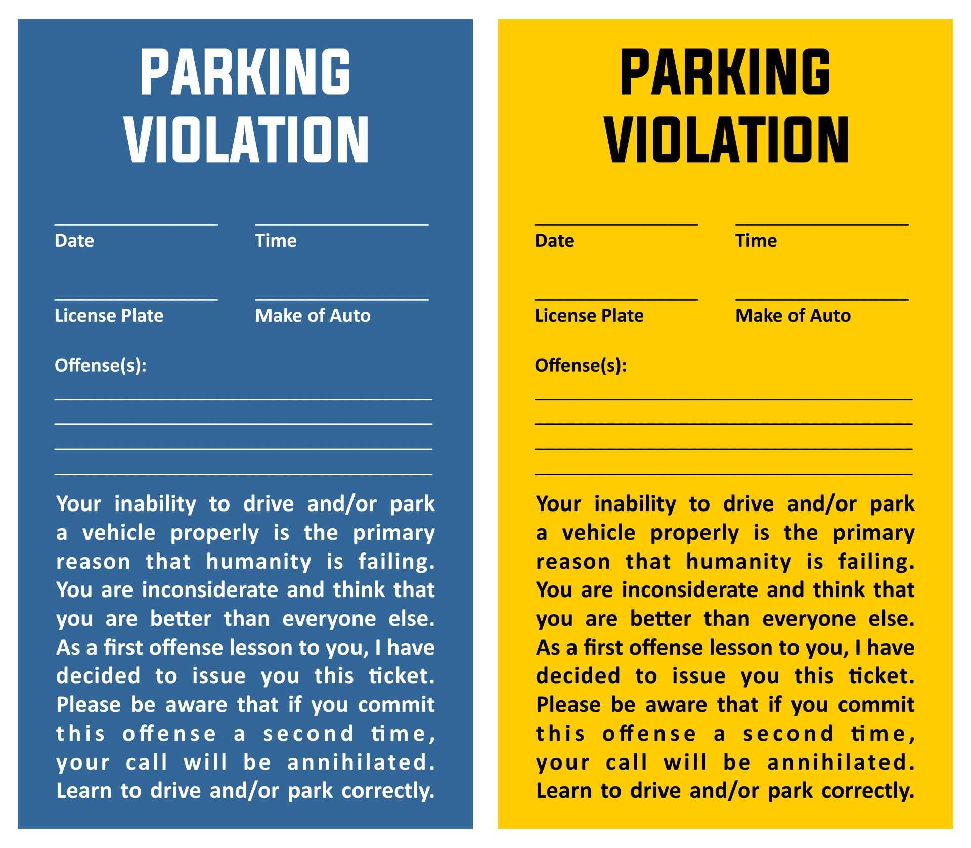 10 Best Free Printable Violation Tickets – Printablee