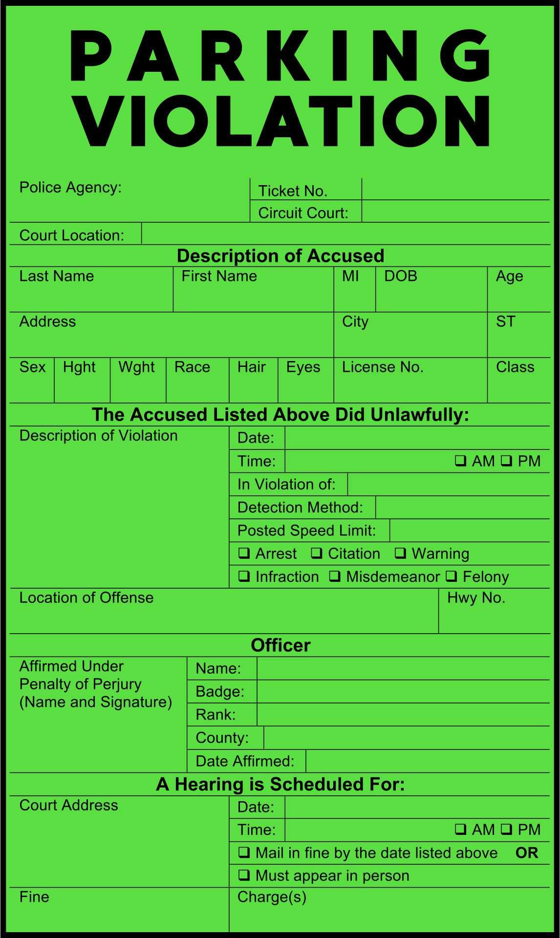 10 Best Free Printable Violation Tickets – Printablee