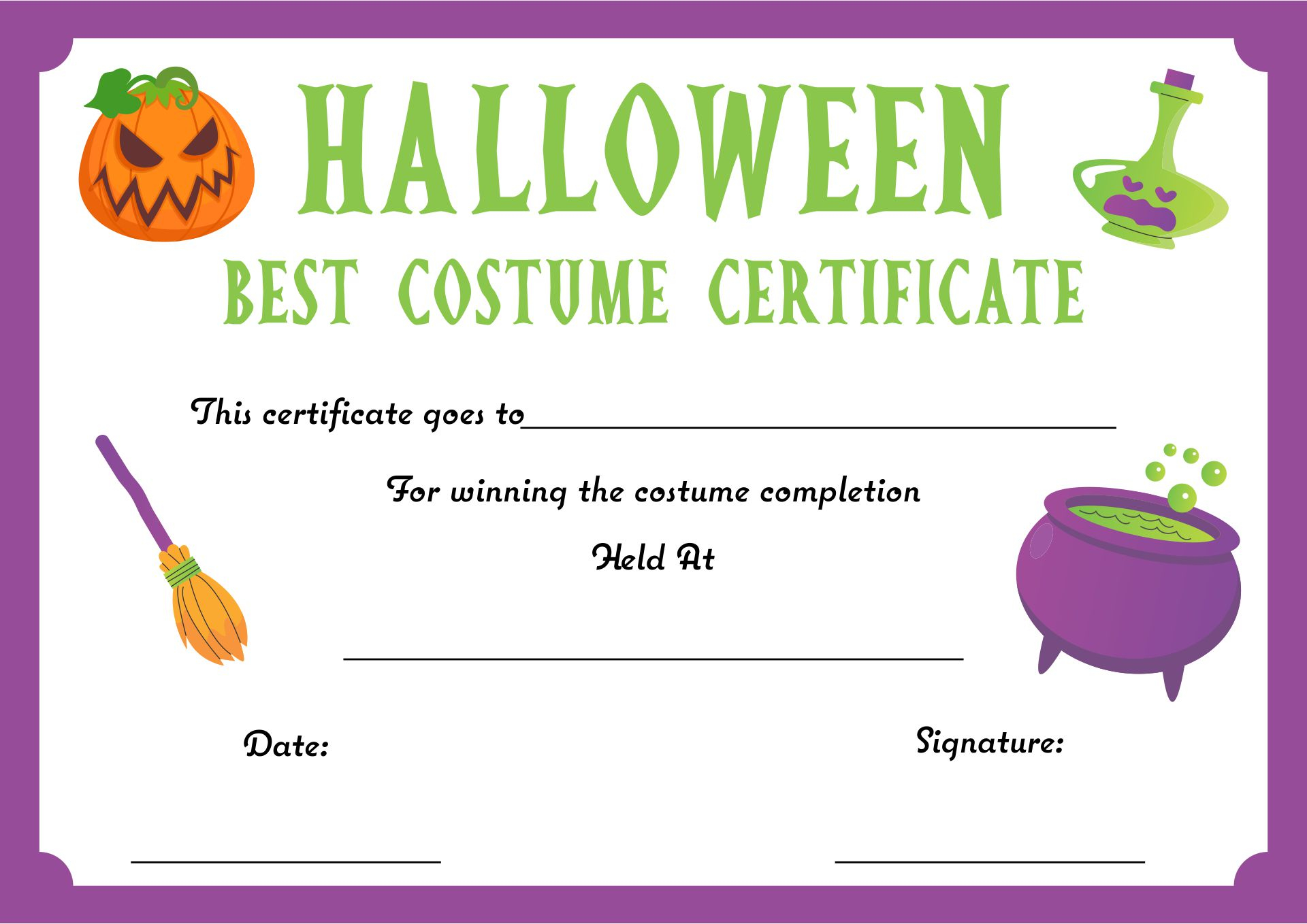 10 Best Halloween Certificates Printable - printablee