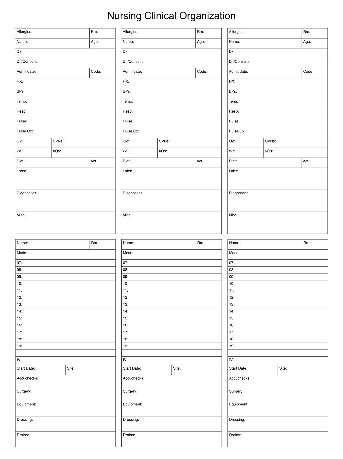 10 Best Med Surg Organization Sheet Printable - printablee