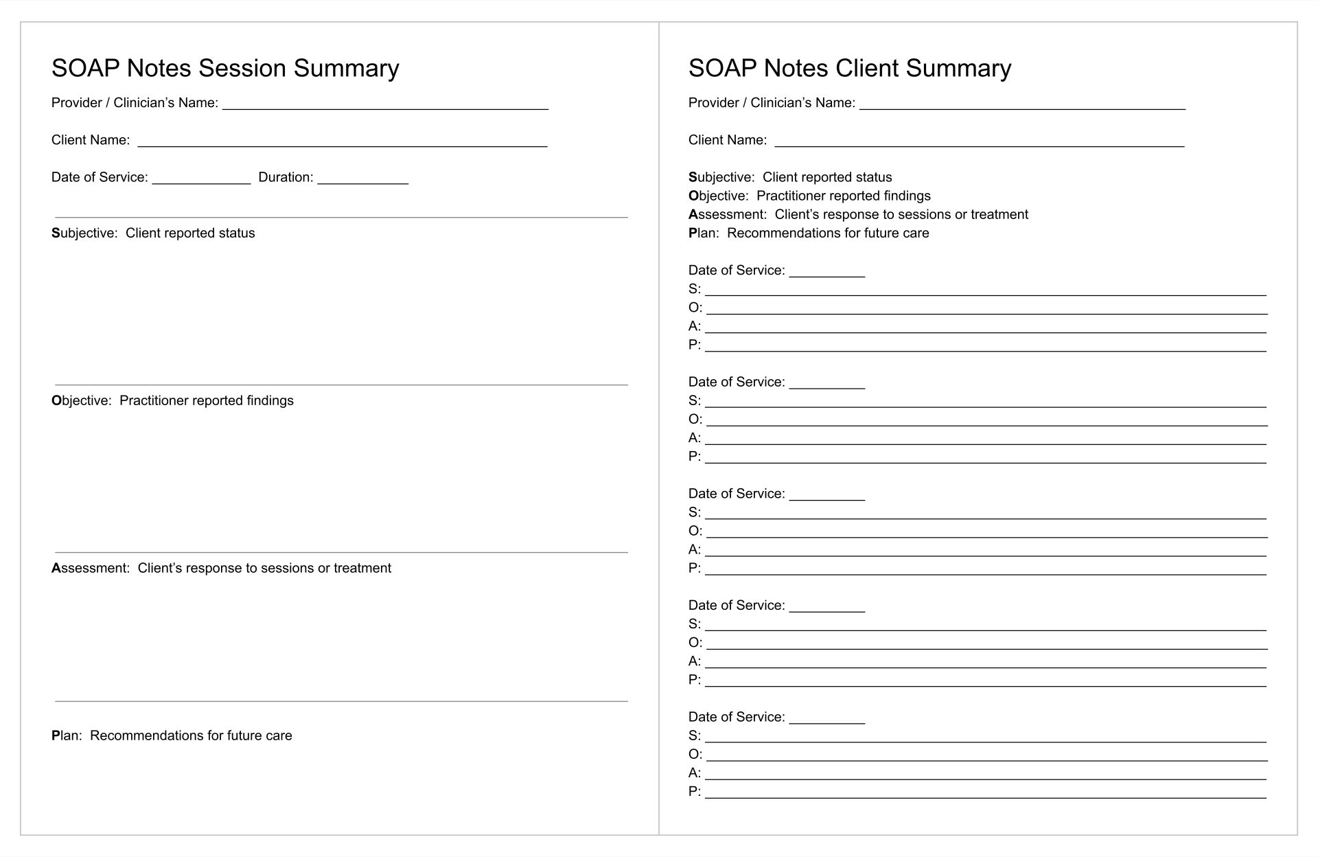 10 Best Printable Counseling Soap Note Templates – Printablee