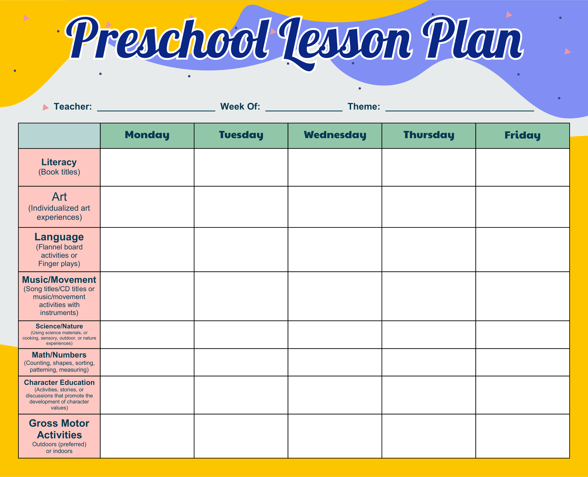 10 Best Printable Day Care Plans – Printablee