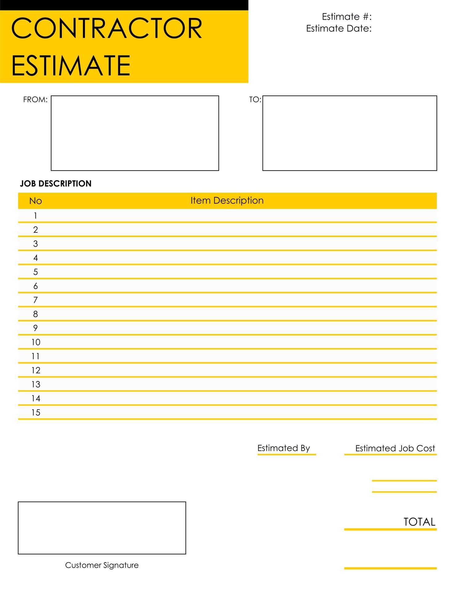 10 Best Printable Estimate Templates - printablee