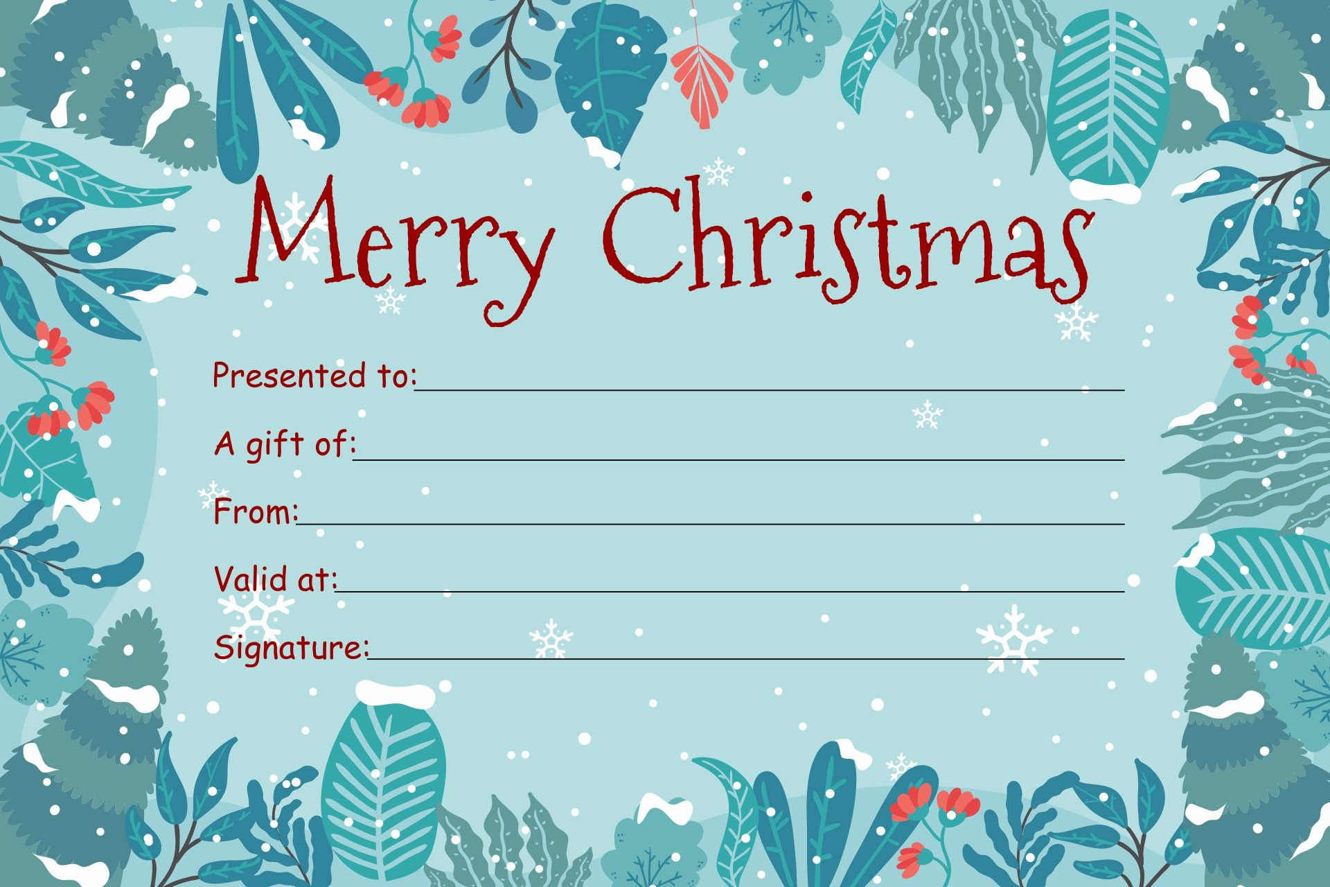 10 Best Printable Holiday Gift Certificate Template – Printablee