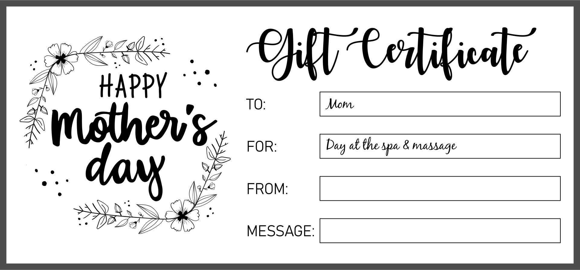 10 Best Printable Massage Gift Certificate Template – Printablee