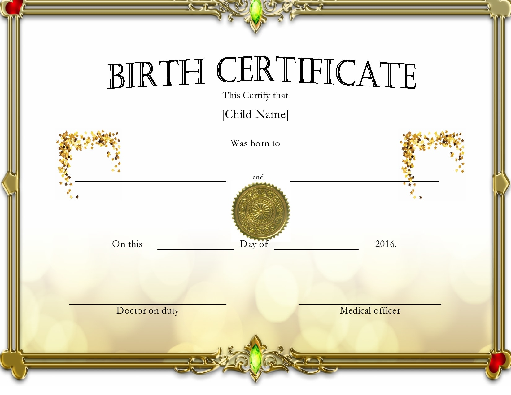 10 Blank Birth Certificate Templates (& Examples) - PrintableTemplates For Official Birth Certificate Template