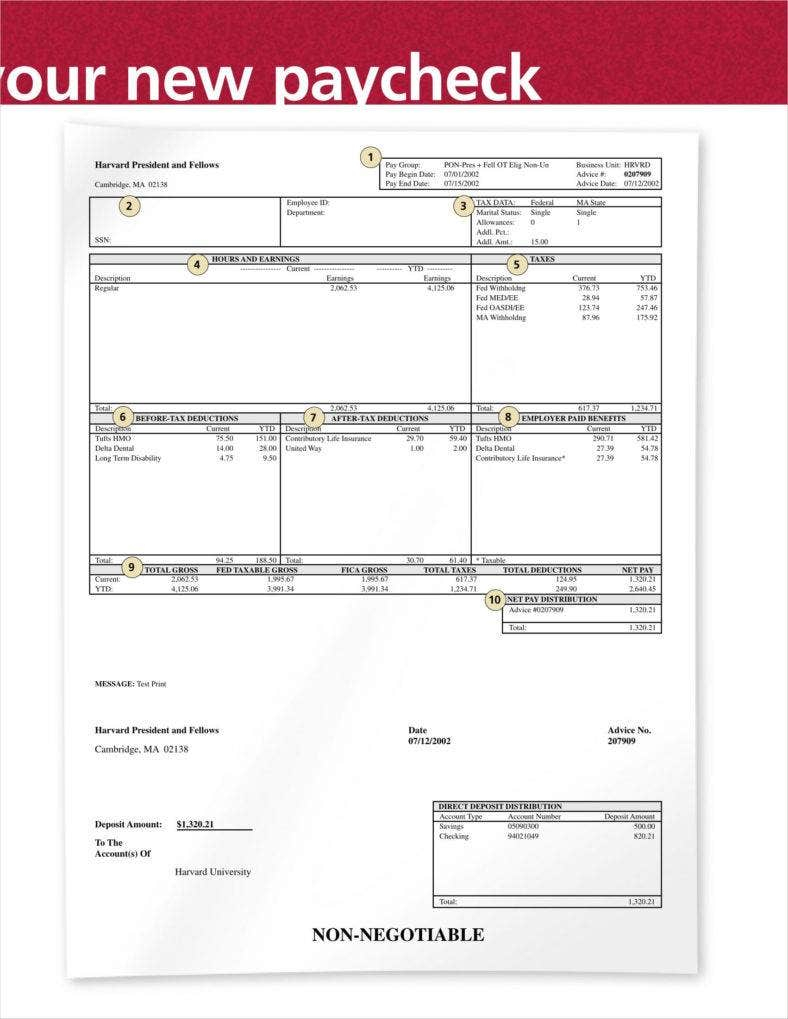 10+ Blank Pay Stub Templates – Free PDF, DOC Format Download  Within Blank Pay Stubs Template