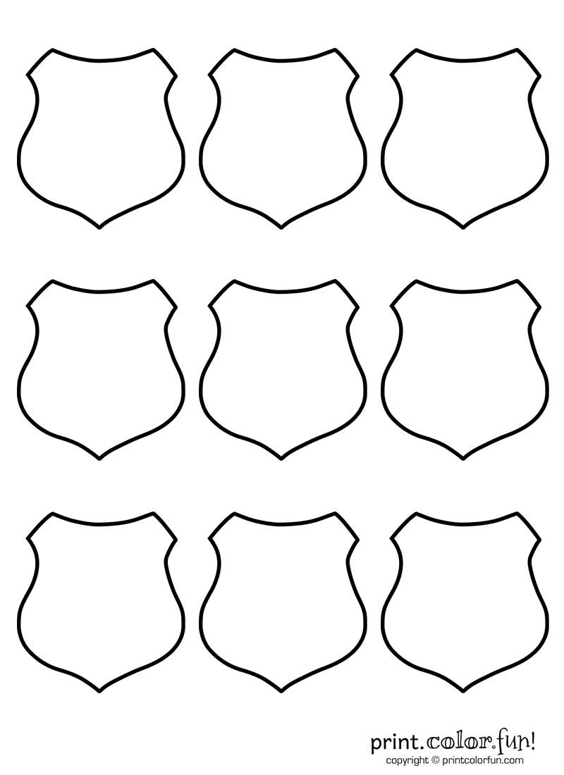 10 blank shields - Print Color Fun! Within Blank Shield Template Printable