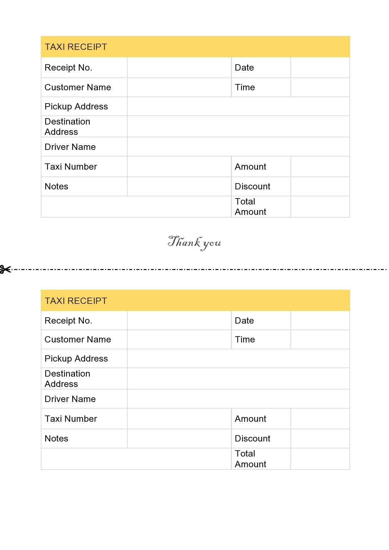 10 Blank Taxi Receipt Templates [Free] - TemplateArchive For Blank Taxi Receipt Template