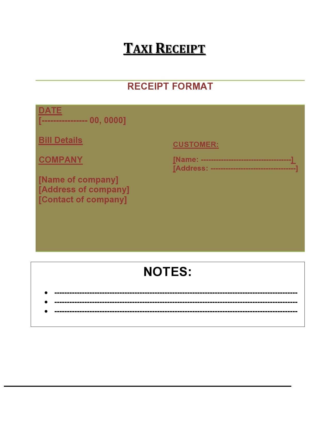 10 Blank Taxi Receipt Templates [Free] - TemplateArchive In Blank Taxi Receipt Template