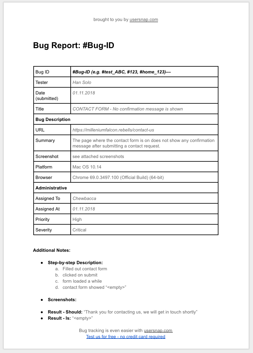 10 Bug Report Template Options that will Skyrocket your QA Process For Building Defect Report Template