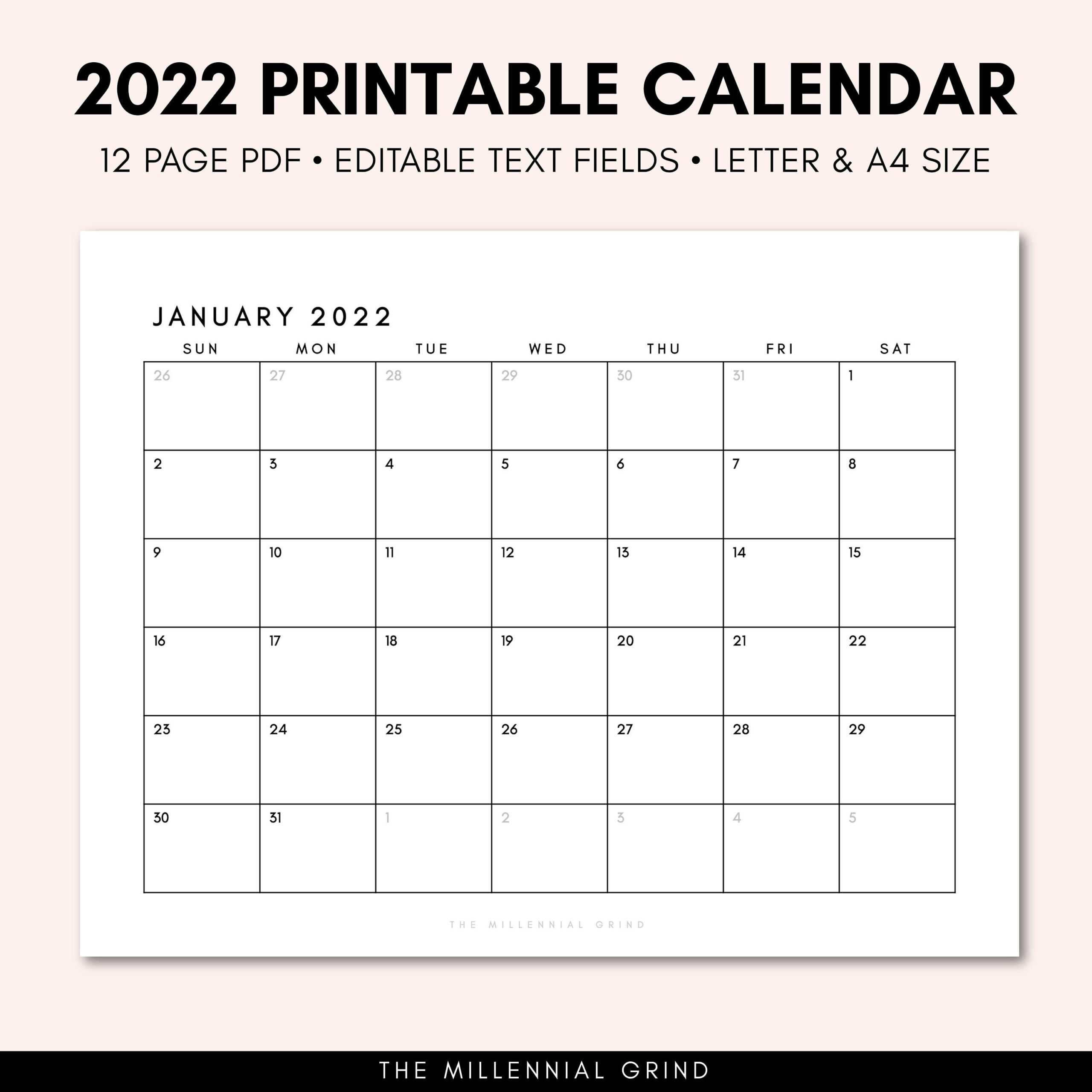 10 Calendar Printable 10 Calendar Template 10 - Etsy