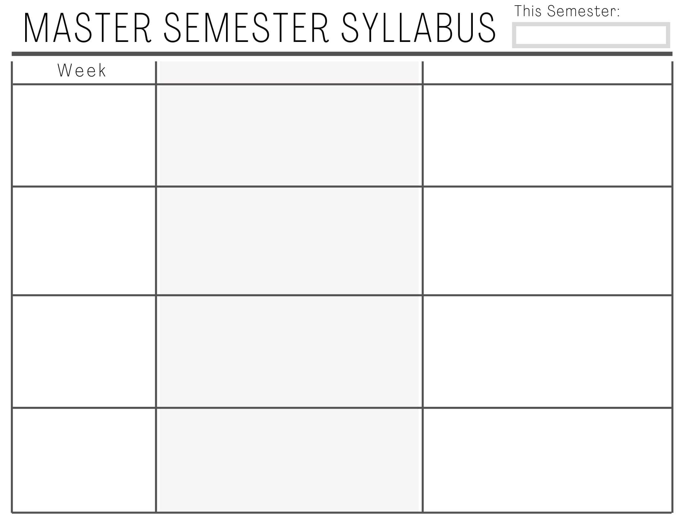 10 Class Grayscale Master Semester Syllabus (printable, Fillable) Inside Blank Syllabus Template