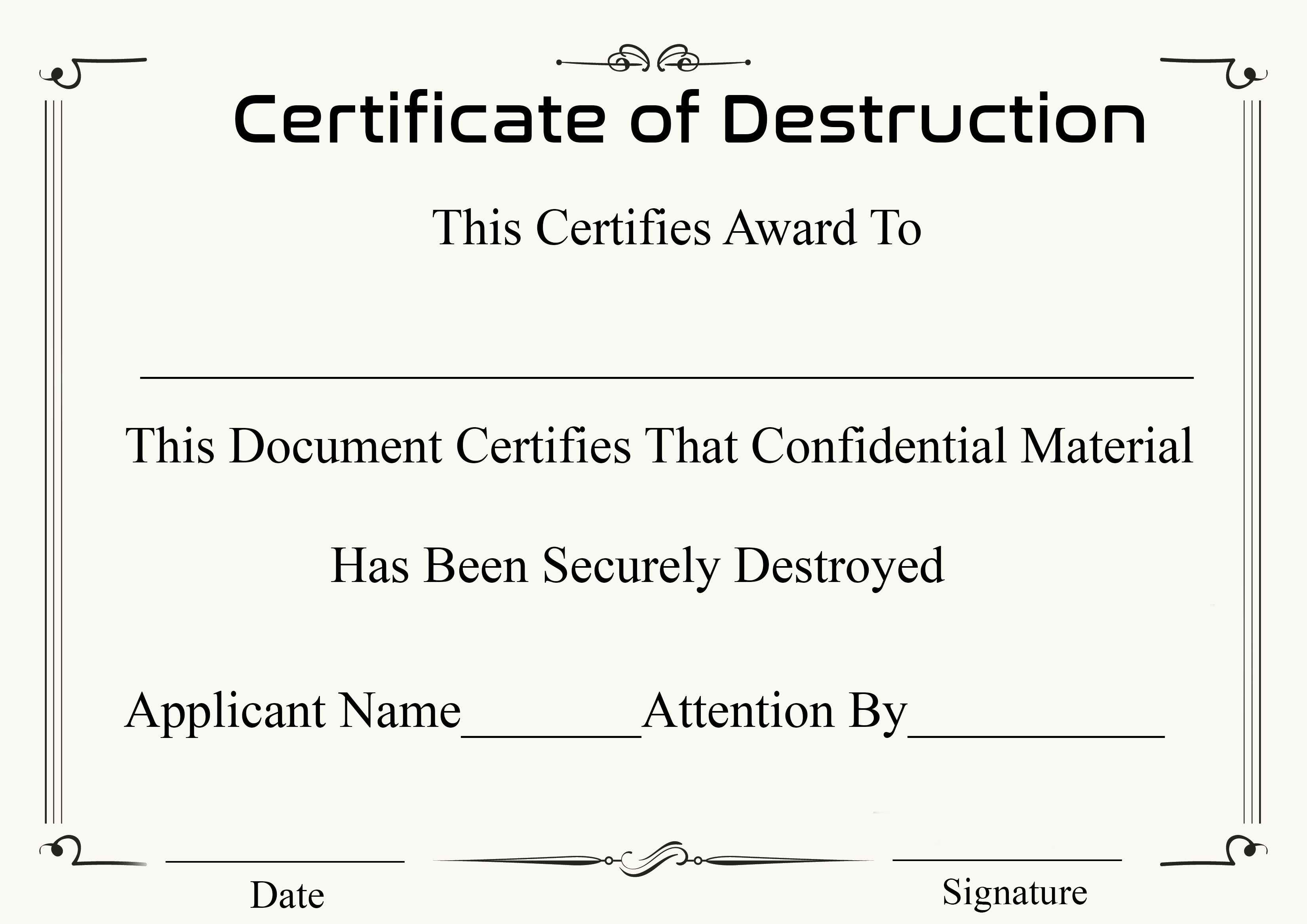 ?10+ Free Certificate of Destruction Sample Templates?