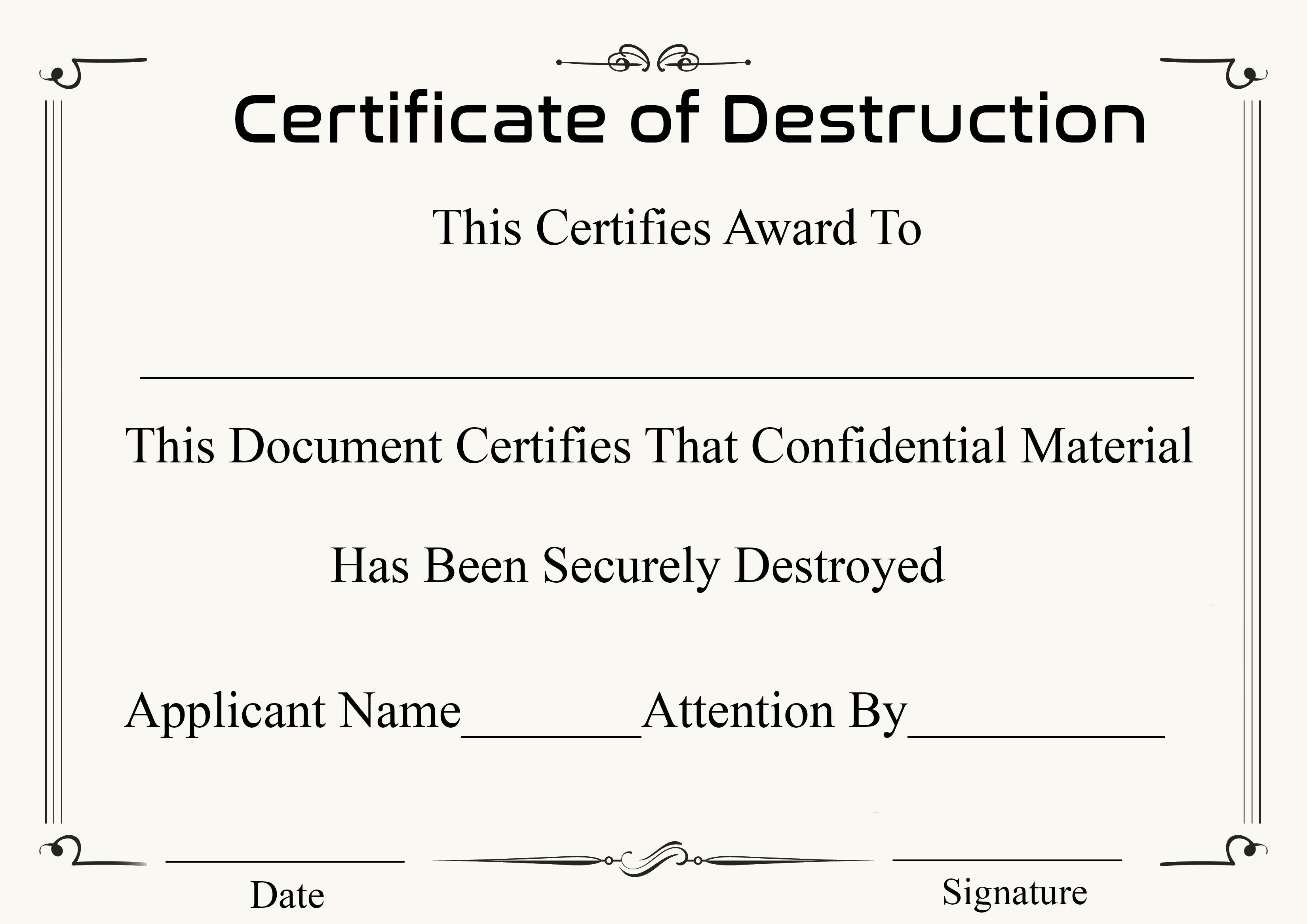 ?10+ Free Certificate of Destruction Sample Templates? Intended For Free Certificate Of Destruction Template ?10+ Free Certificate of Destruction Sample Templates? Intended For Free Certificate Of Destruction Template