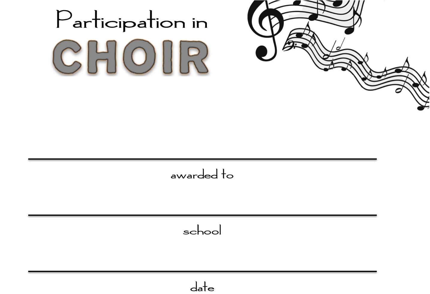 10+ Free Choir Certificate of Participation Templates - PDF  Free  Inside Choir Certificate Template
