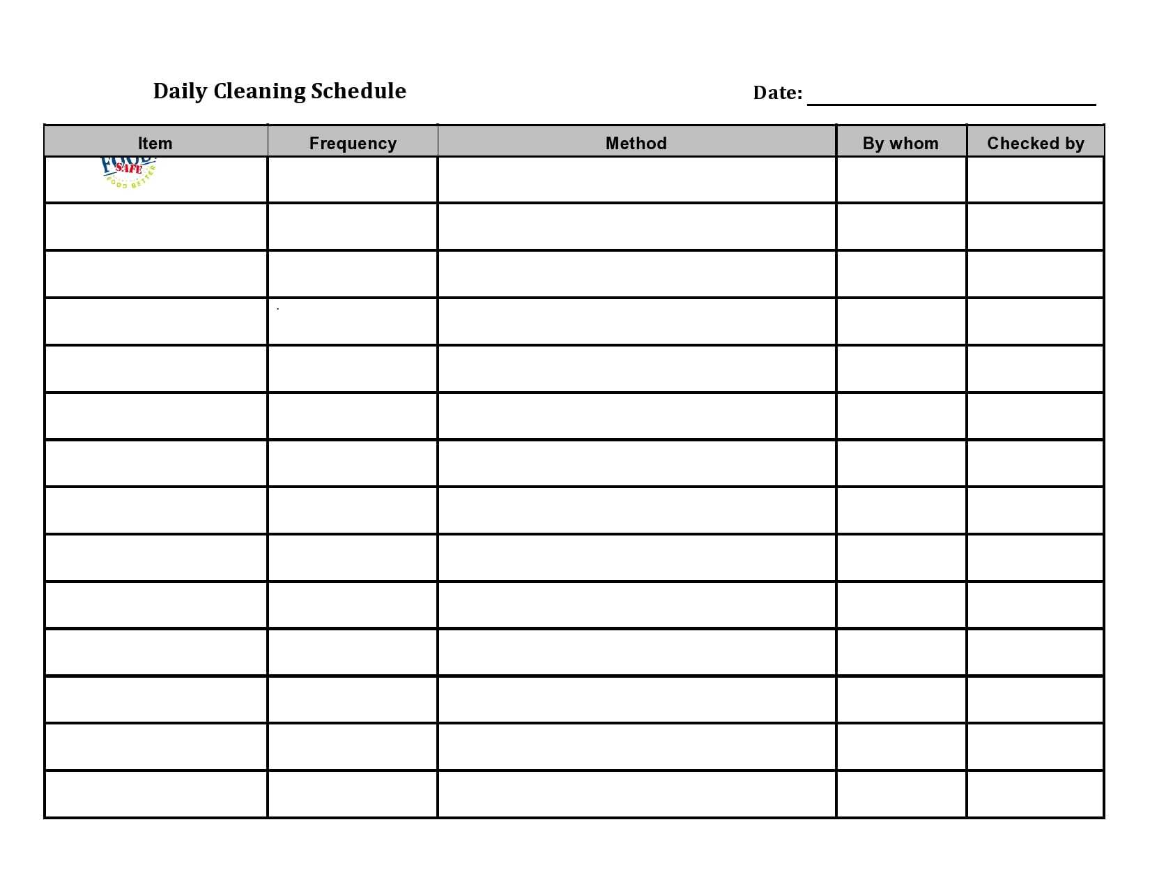 10 Free Cleaning Schedule Templates (Daily / Weekly / Monthly) Regarding Blank Cleaning Schedule Template