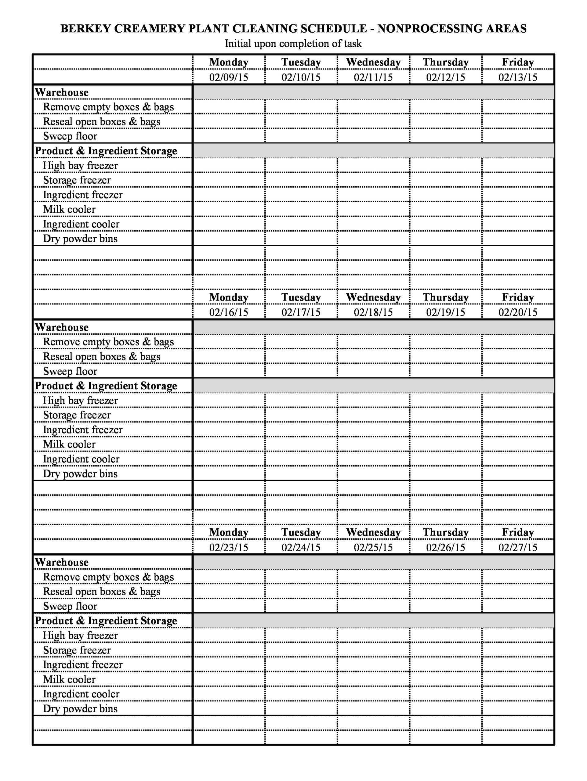 10 Free Cleaning Schedule Templates (Daily / Weekly / Monthly)