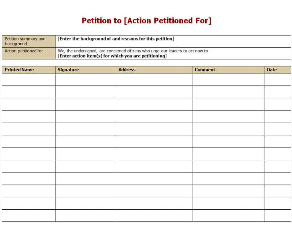 10+ Free Editable Petition Templates – Find Word Templates Inside Blank Petition Template
