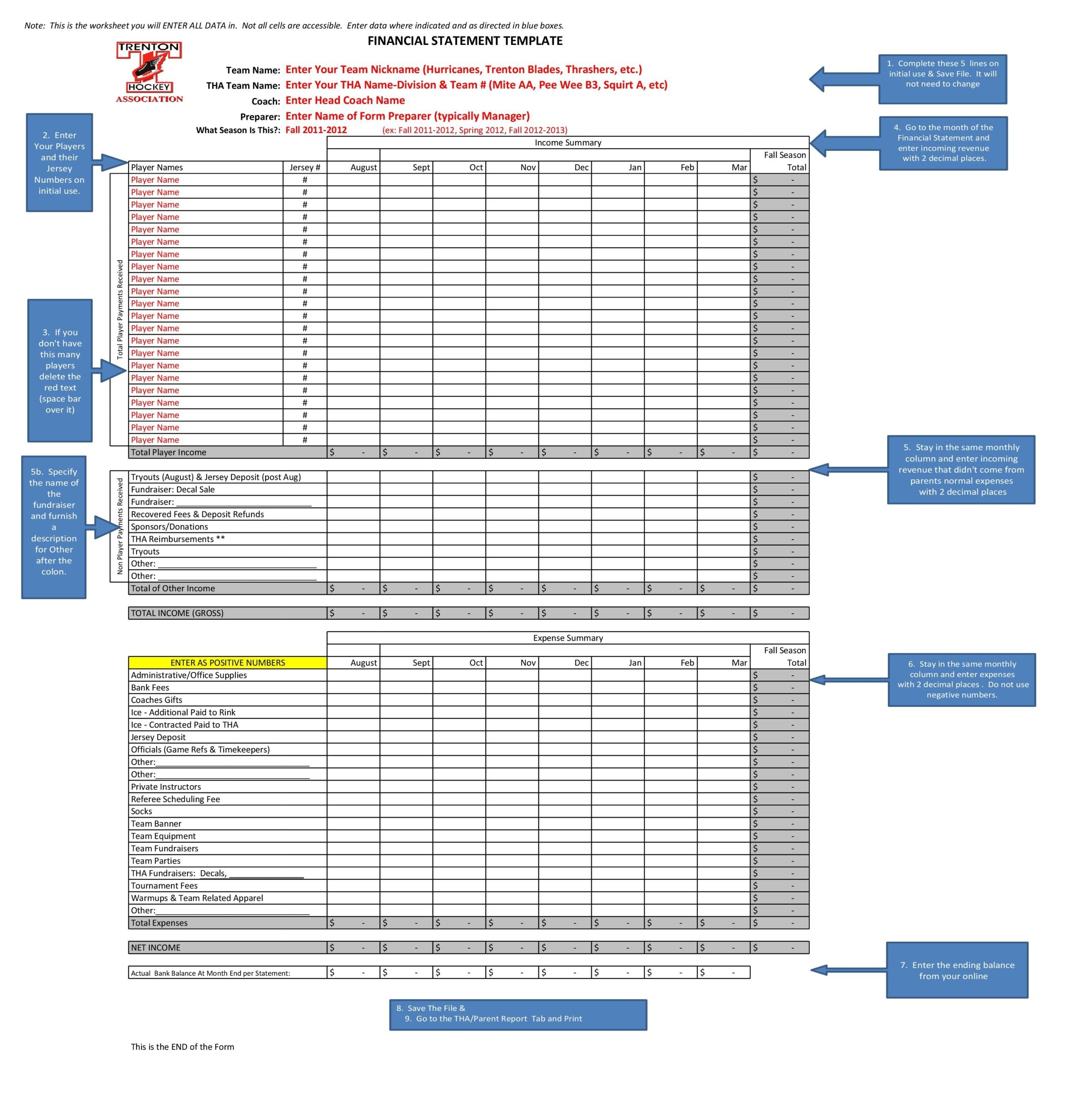 10 Free Financial Statement Templates (Excel) – TemplateArchive Within Excel Financial Report Templates