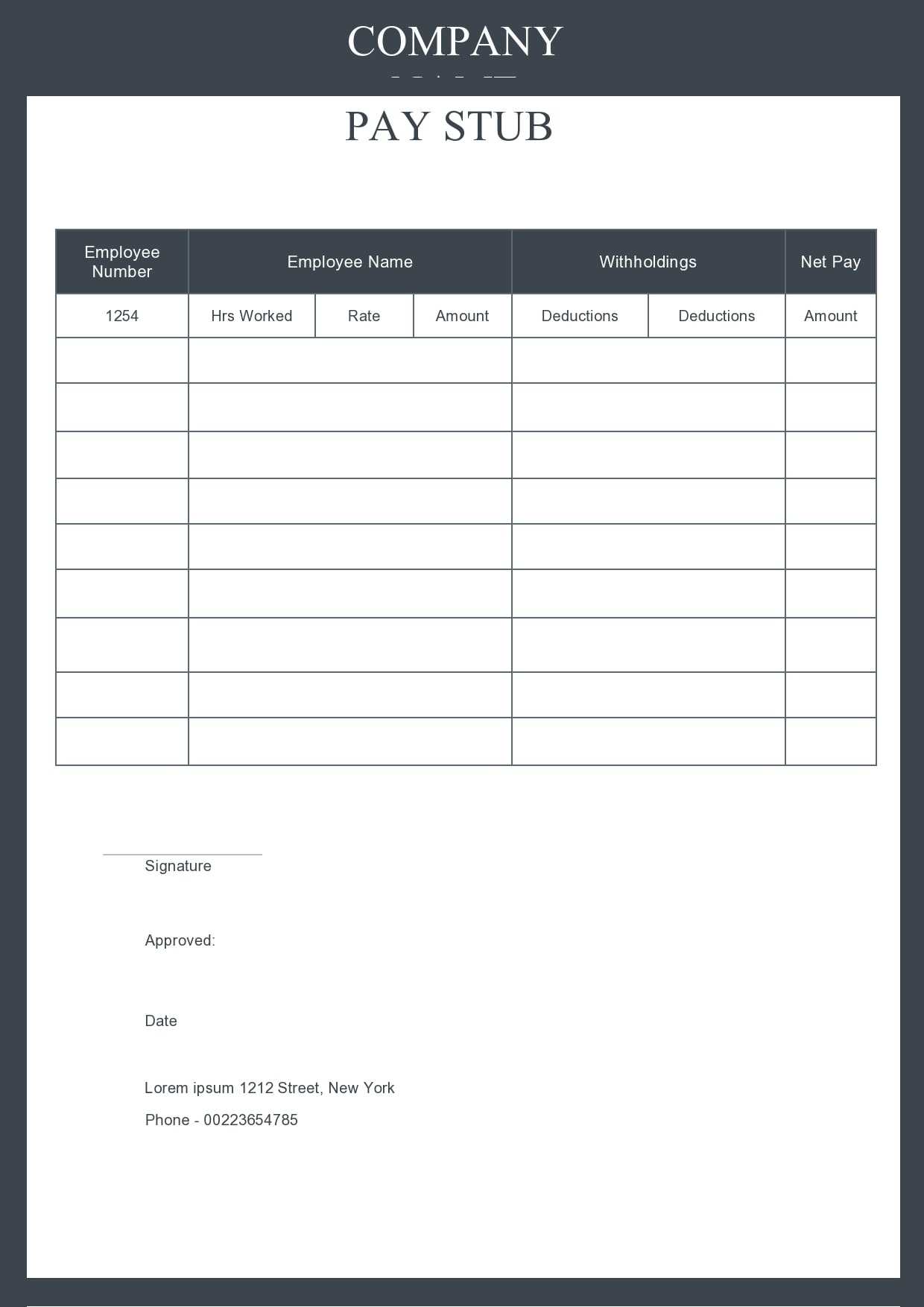 10 Free Pay Stub Templates [Excel, Word] - PrintableTemplates Regarding Blank Pay Stub Template Word