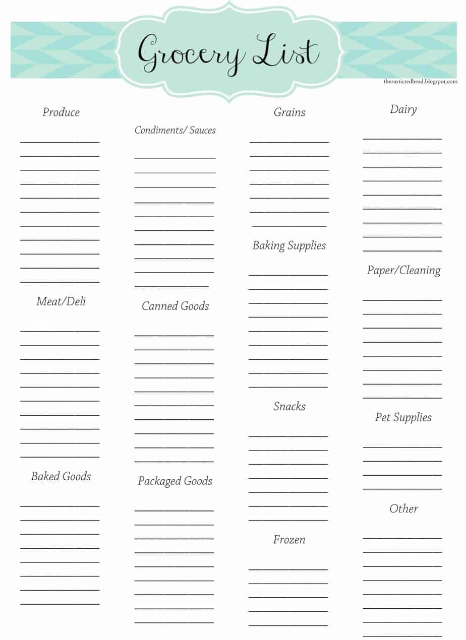 10 Free Printable Grocery List Templates (Shopping Lists) Throughout Blank Grocery Shopping List Template