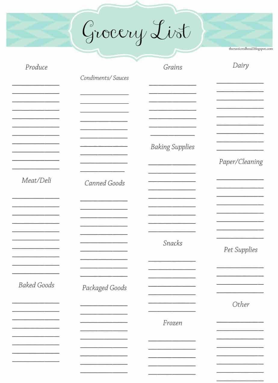 10 Free Printable Grocery List Templates (Shopping Lists)