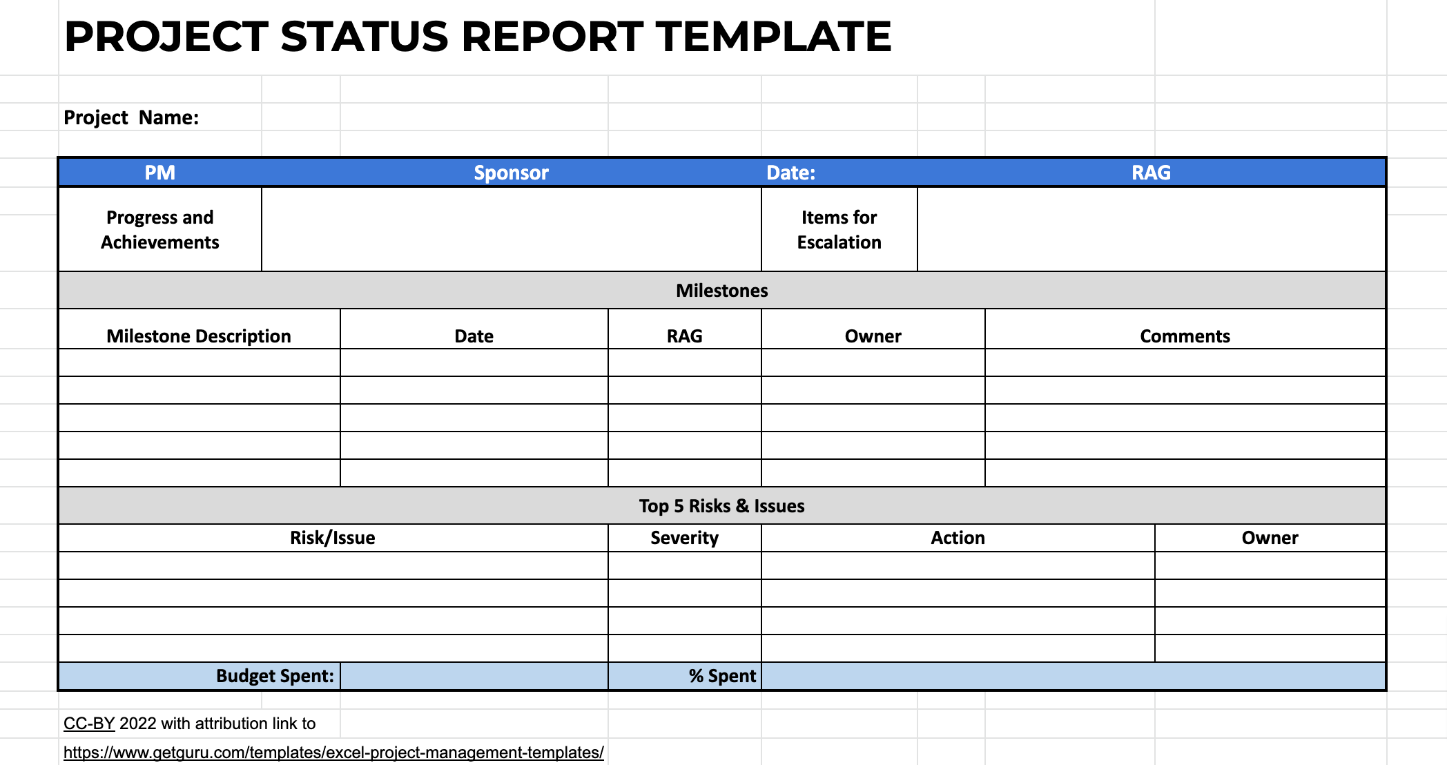 10 Free Project Management Excel Templates & Examples  Guru Throughout Project Status Report Template Excel Download Filetype Xls