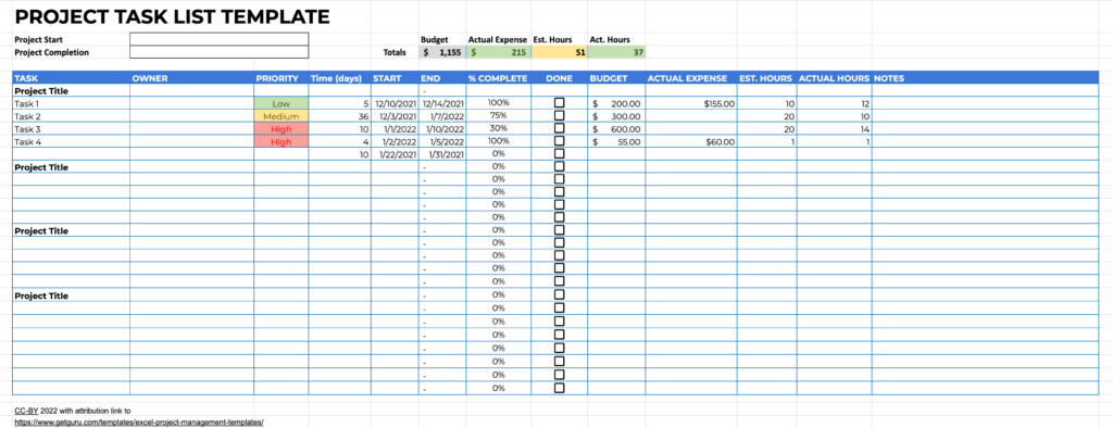 10 Free Project Management Excel Templates Examples Guru With Regard time-tracking-template-for-excel