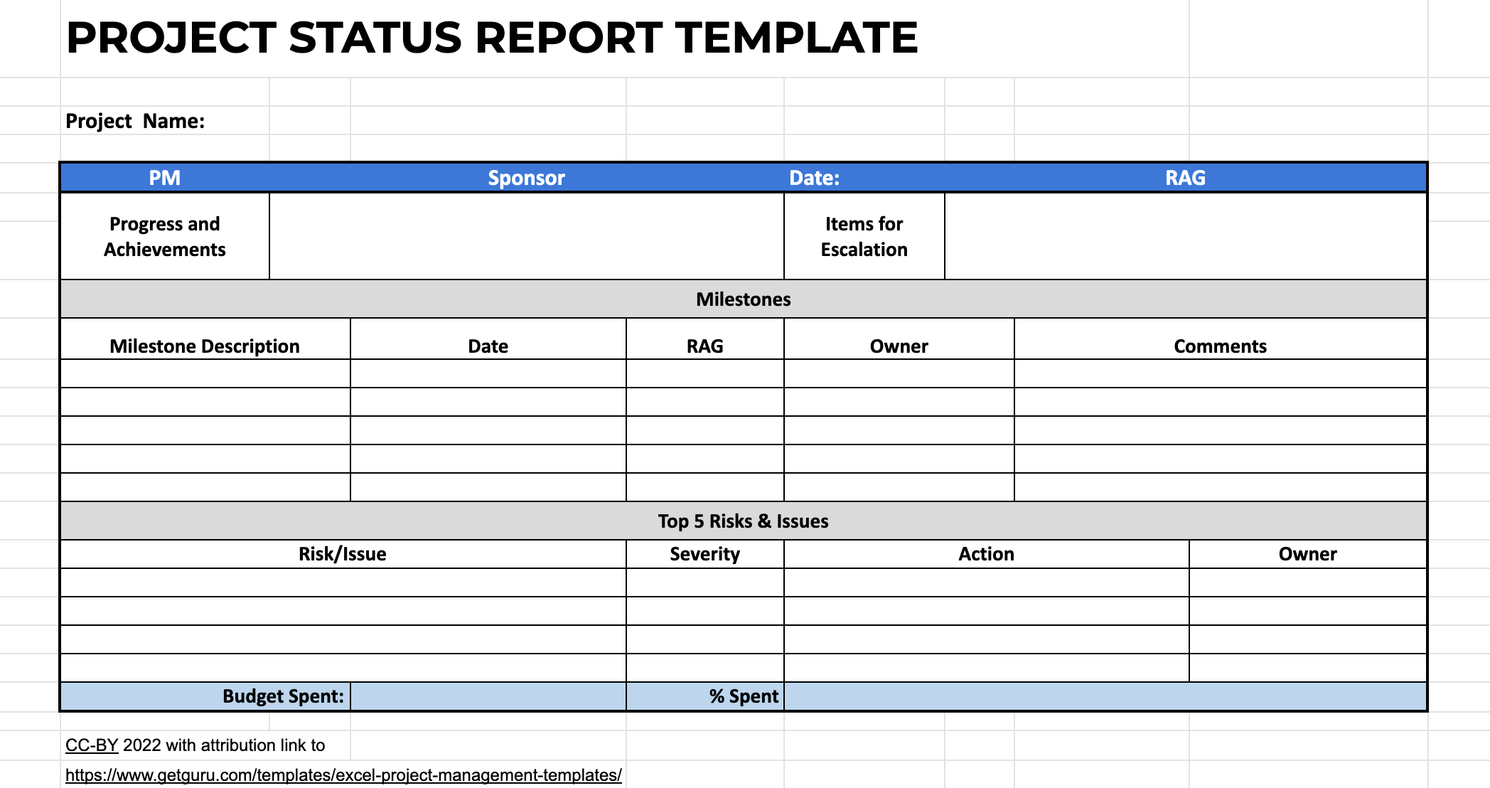 10 Free Project Management Excel Templates & Examples  Guru With Regard To Project Status Report Template In Excel