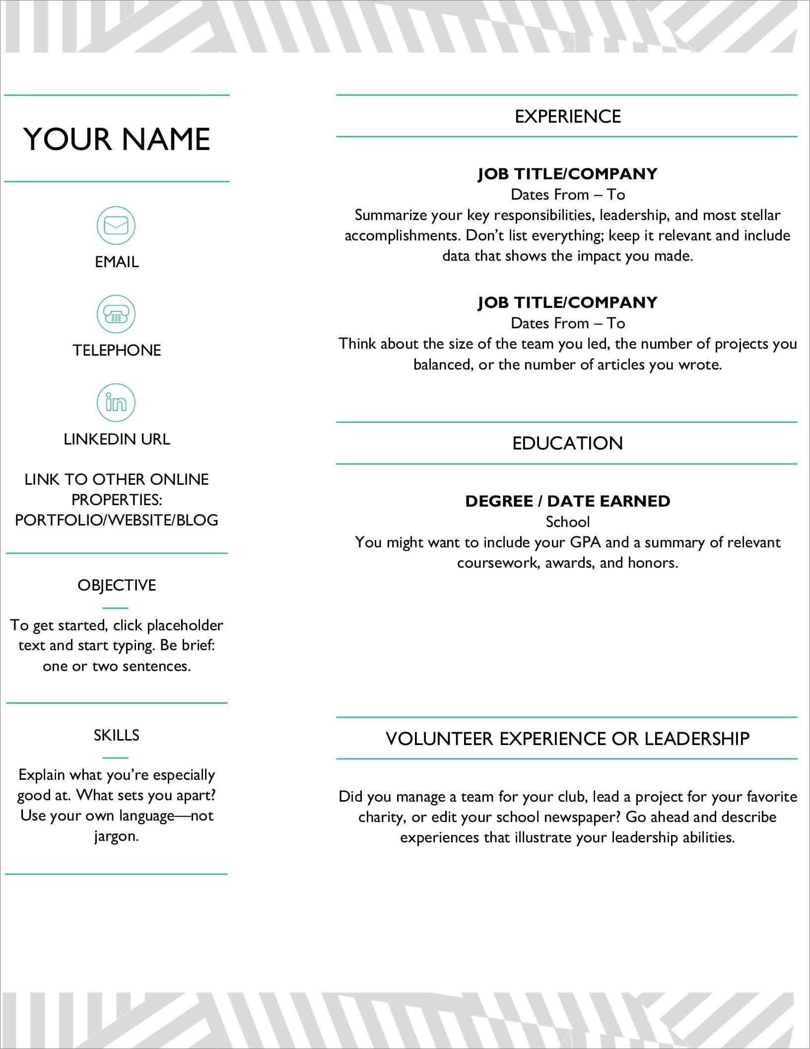 10+ Free Resume Templates For Microsoft Word To Download In Free Blank Resume Templates For Microsoft Word