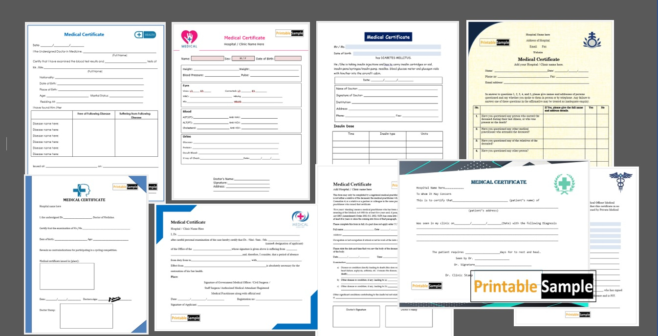 10 Free Sample Medical Certificate Templates – Printable Samples Regarding Australian Doctors Certificate Template