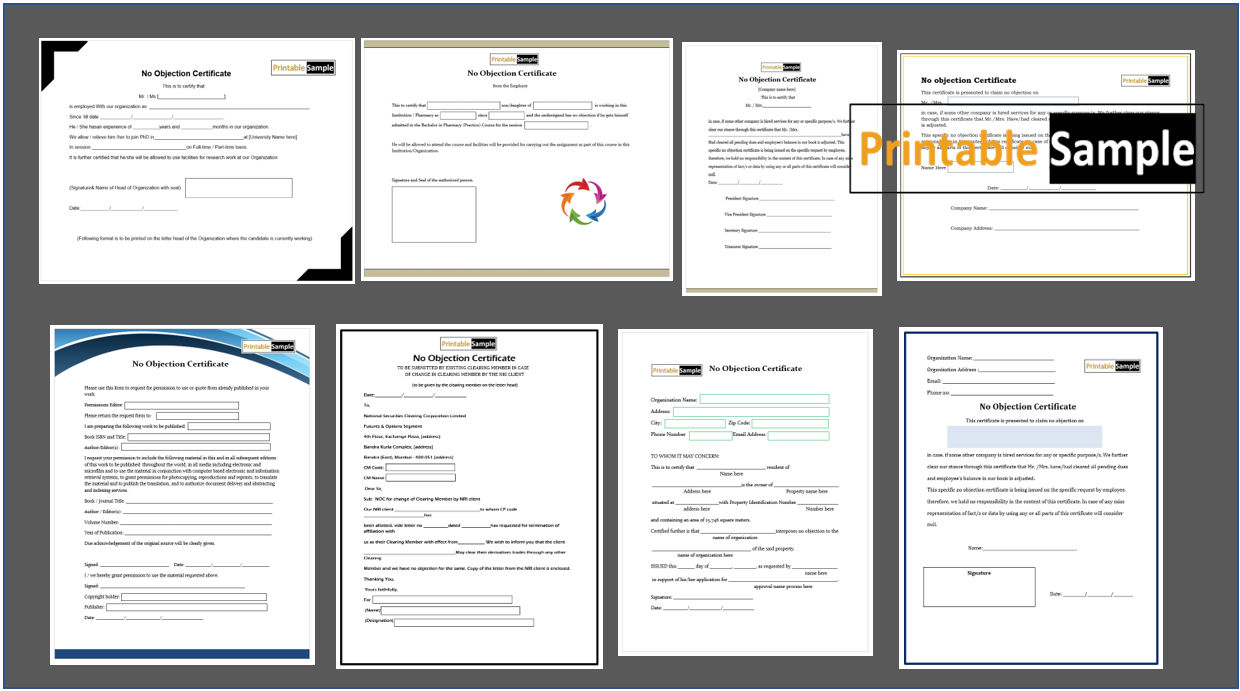 10 Free Sample No Objection Certificate Templates - Printable Samples With Regard To Noc Report Template