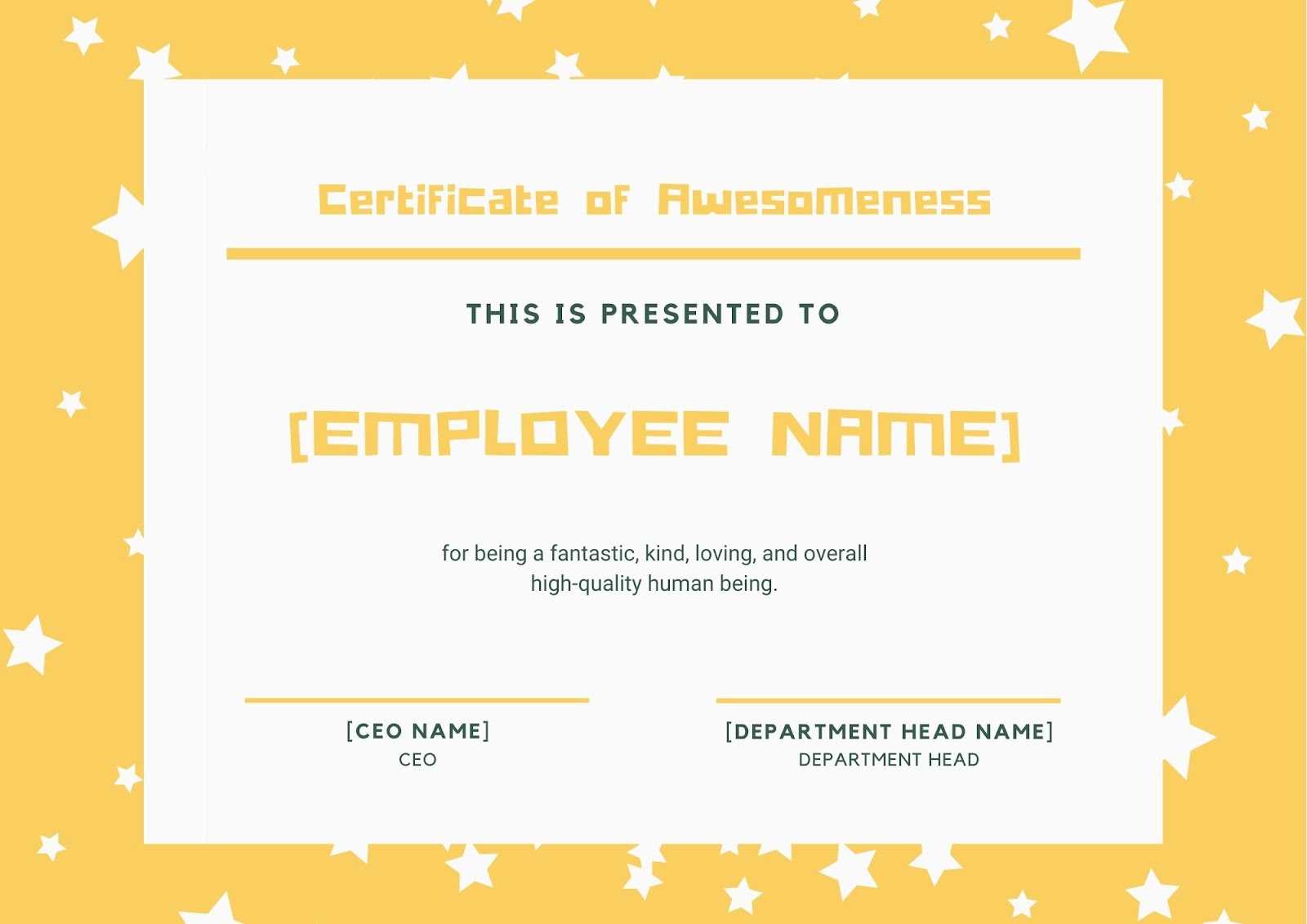 10 Fun Employee Award Ideas For 10 – Springworks Blog Pertaining To Funny Certificates For Employees Templates