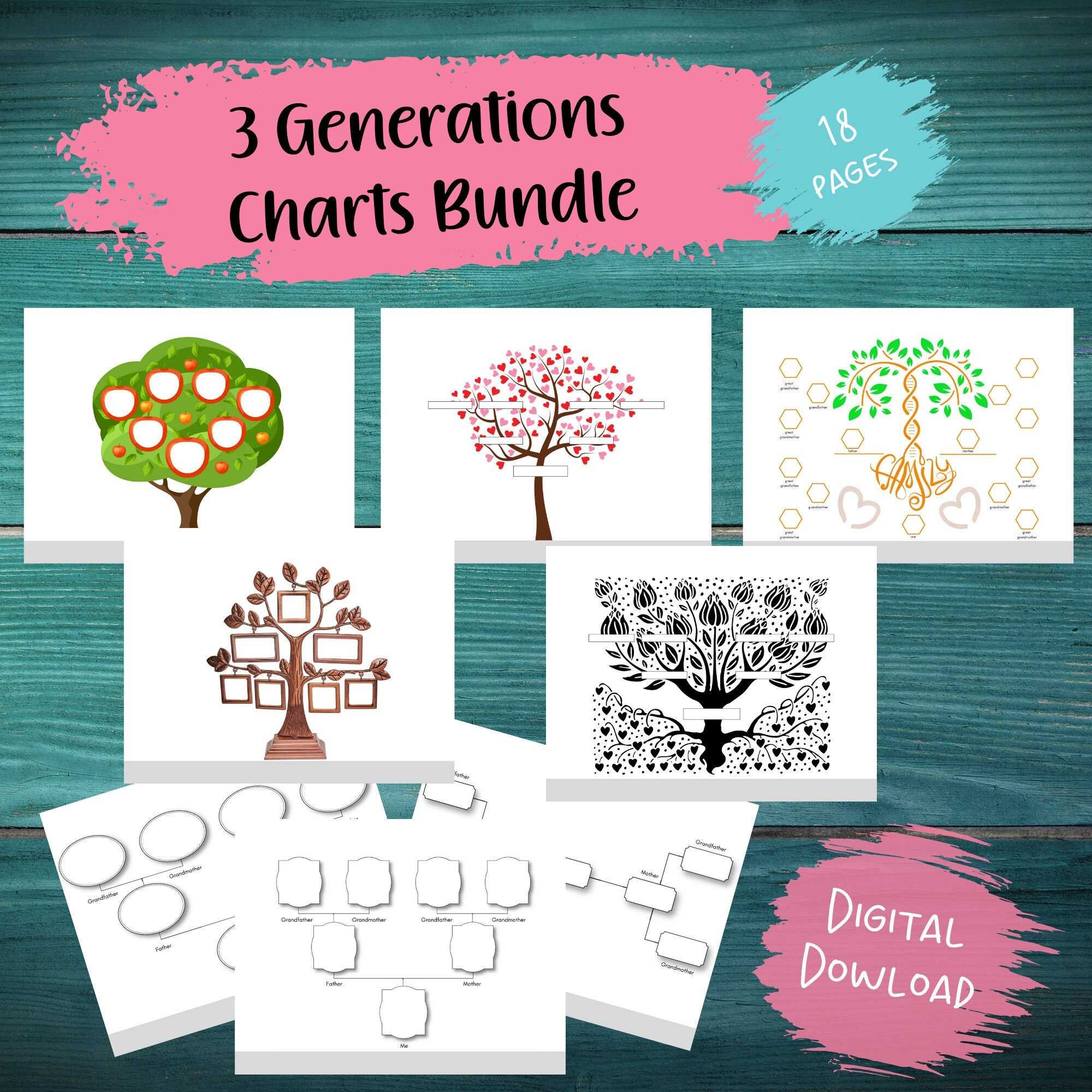 10 Generation Ancestry Tree Family Tree Template Blank - Etsy