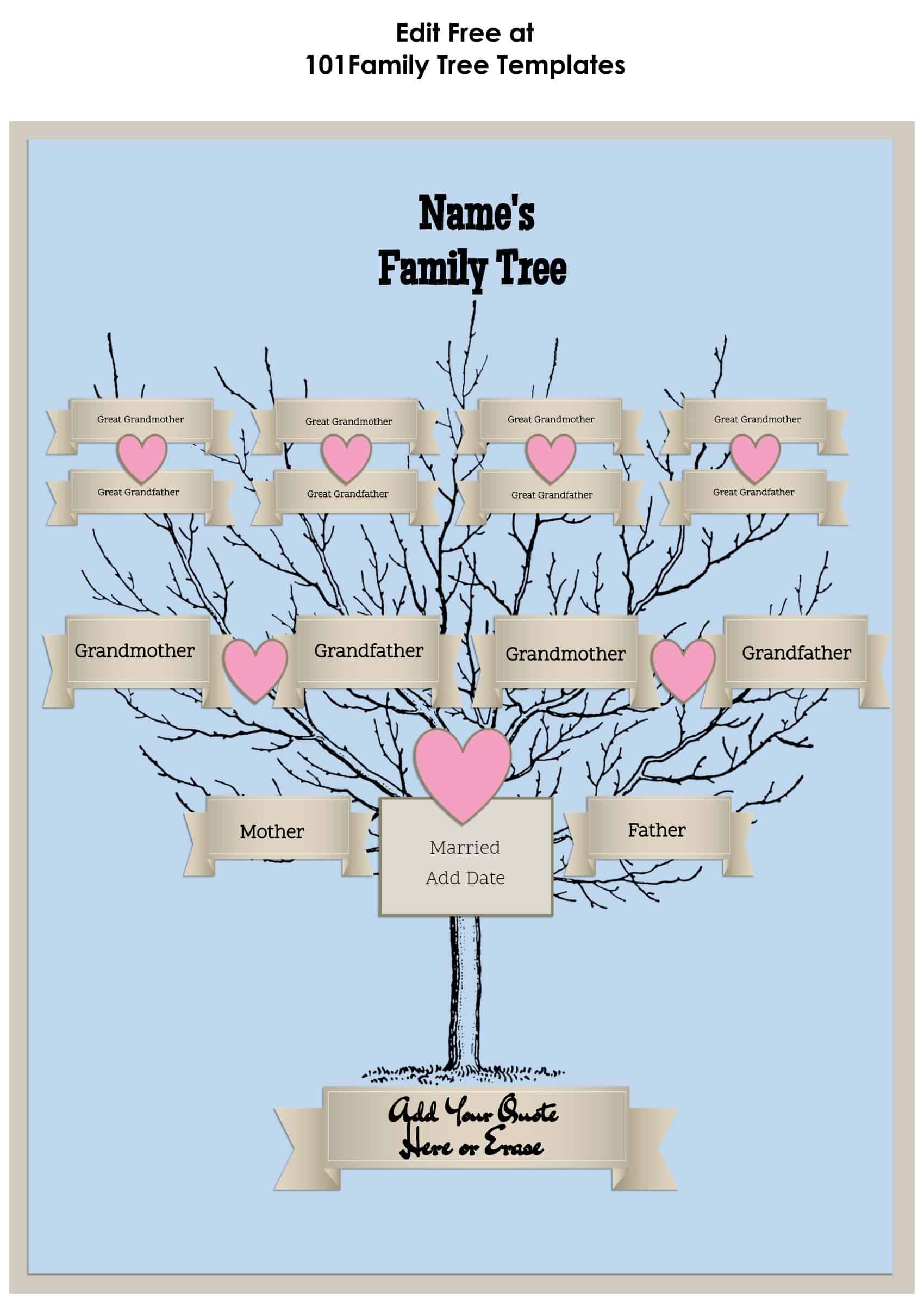 10 Generation Family Tree Generator  All Templates are Free to  Regarding Blank Family Tree Template 3 Generations