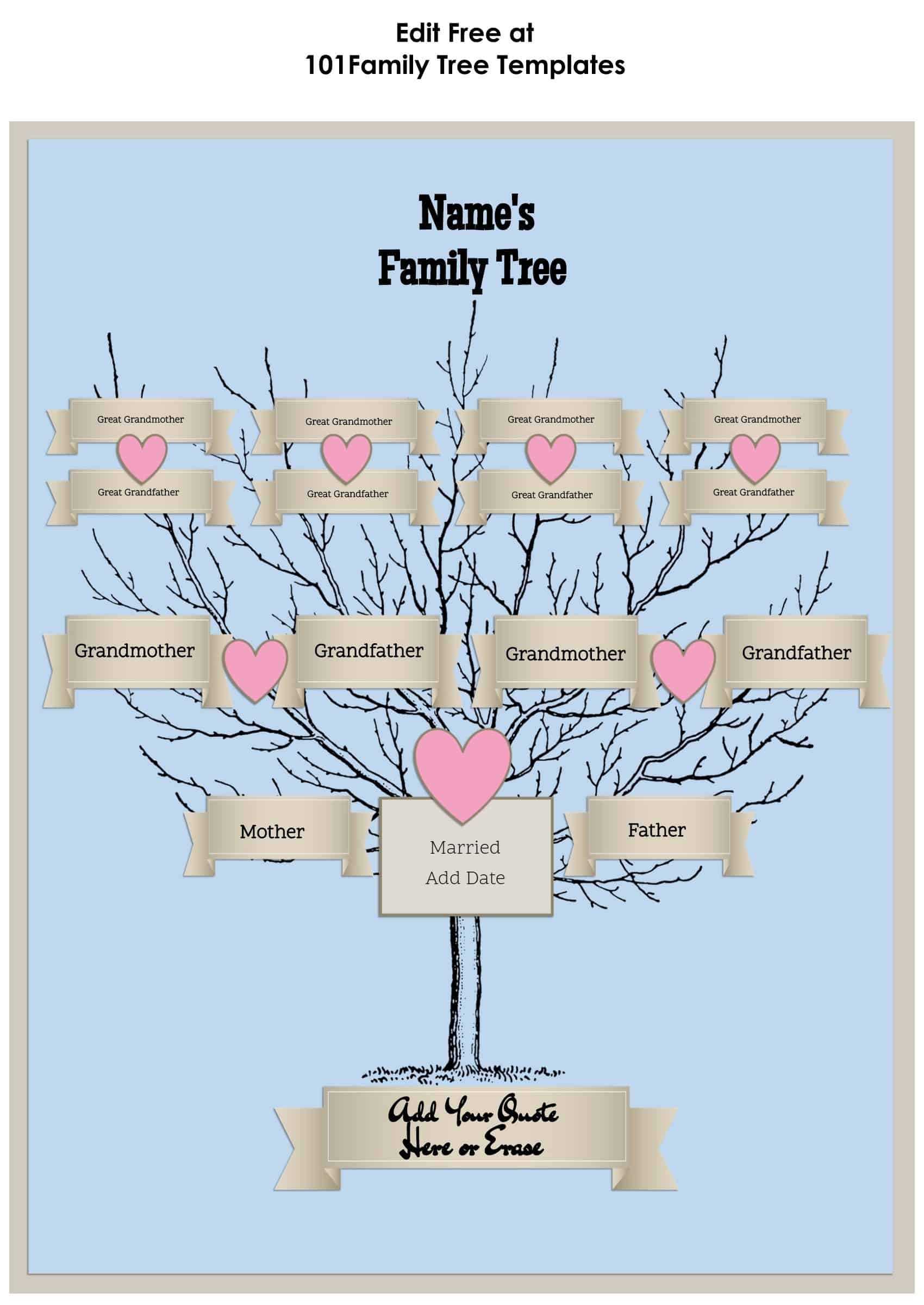 10 Generation Family Tree Generator  All Templates Are Free To  Regarding Blank Family Tree Template 3 Generations