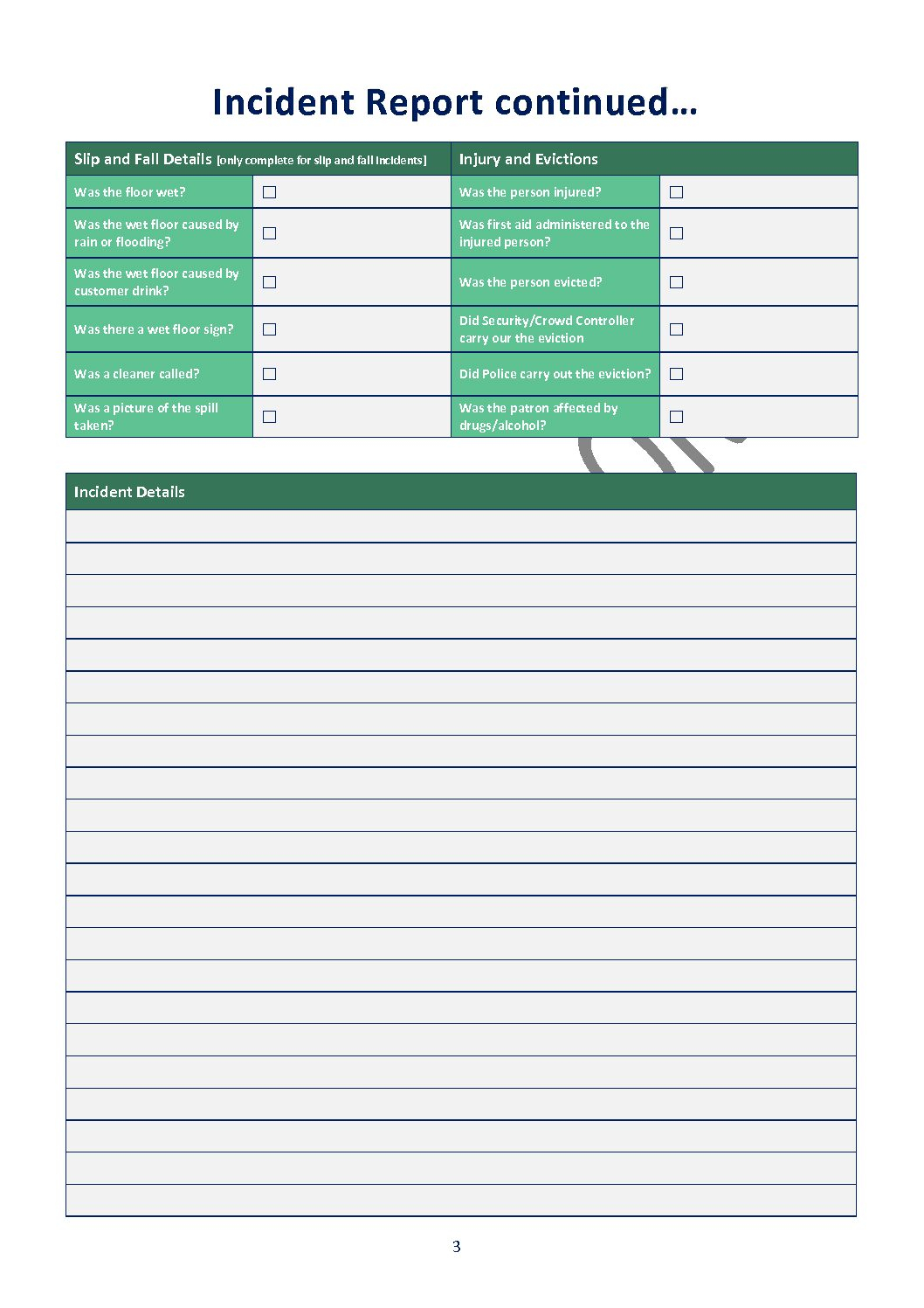 10 Incident Report Form: Incident Report Register (Hardcopy  For Incident Report Form Template Qld